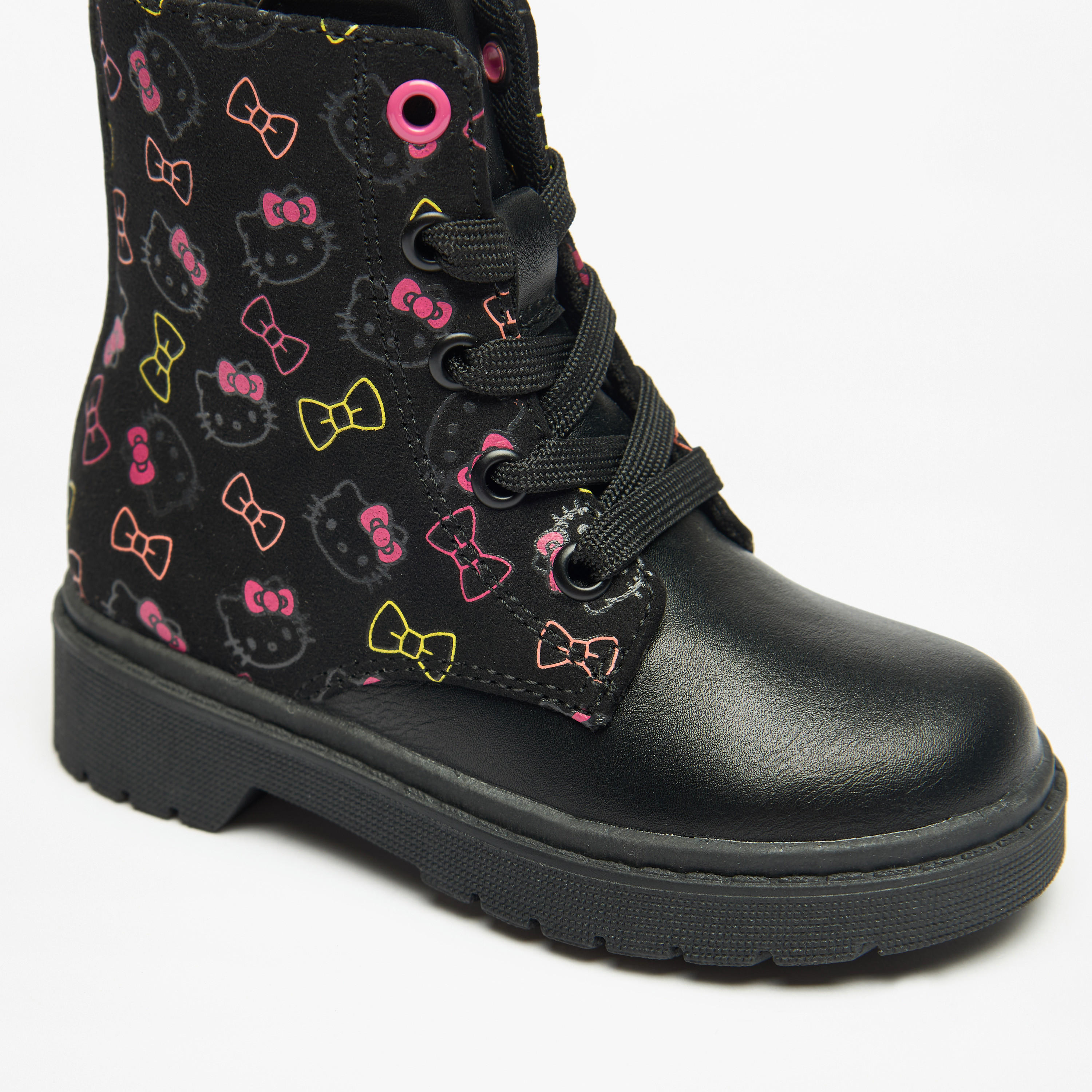 بوت بكاحل منخفض بسحاب إغلاق وطبعات هالو كيتي-girls-shoes-boots-image-1