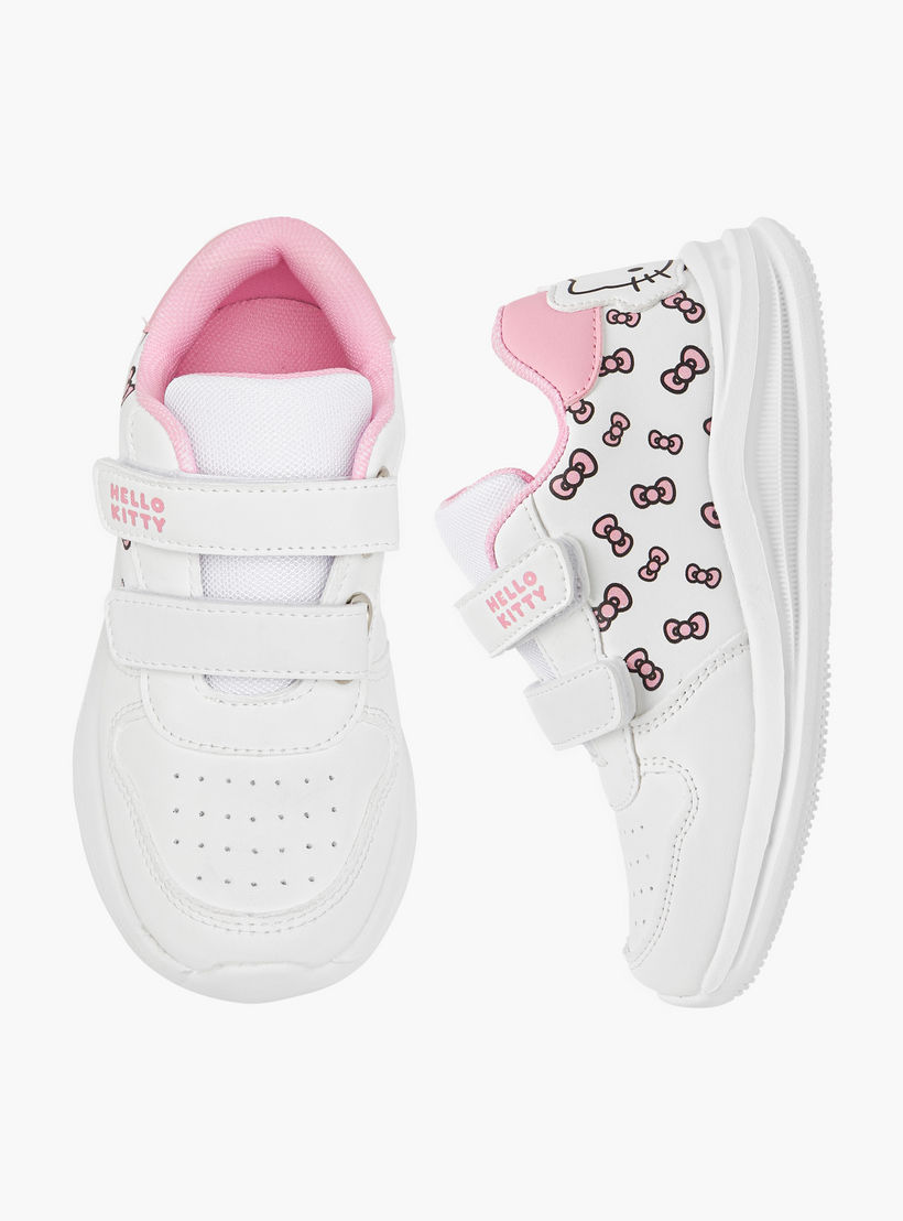 Hello Kitty Printed Sneakers with Hook and Loop Closure-girls-shoes-sneakers-image-1