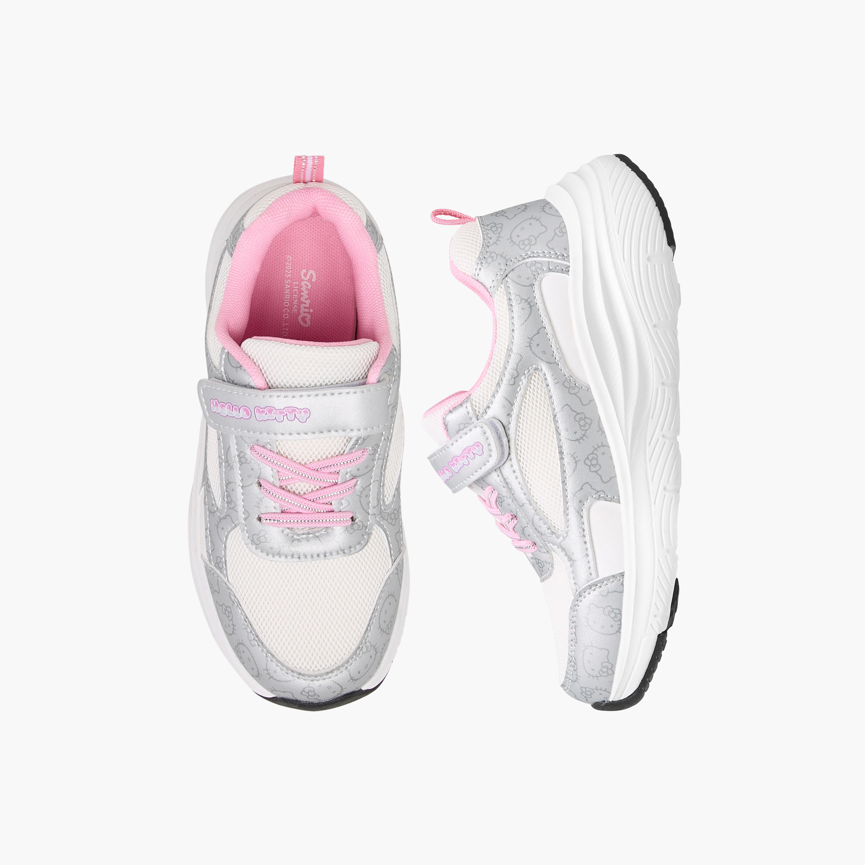 Hello Kitty Printed Sneakers with Hook and Loop Closure-girls-shoes-sneakers-image-1