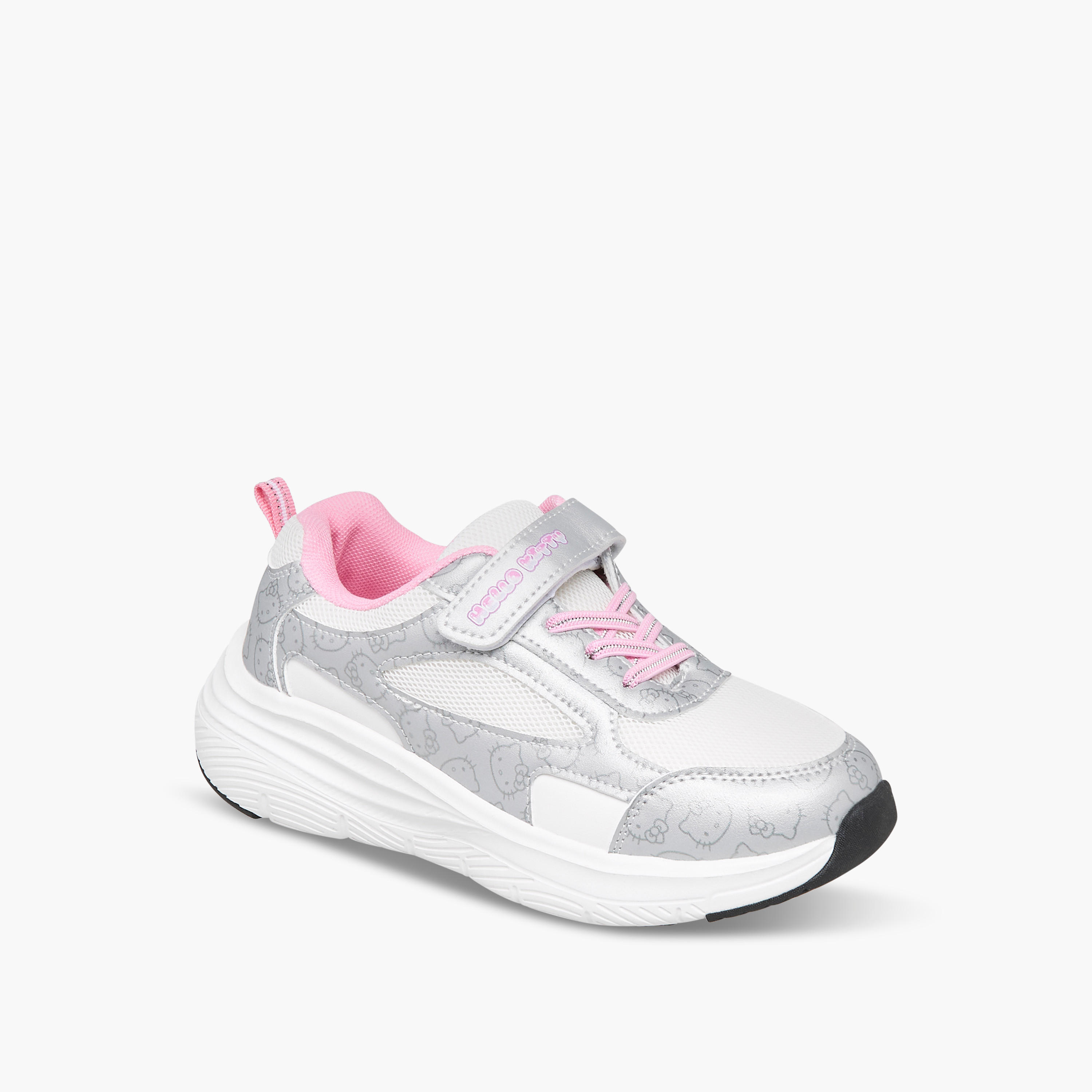 Hello Kitty Printed Sneakers with Hook and Loop Closure-girls-shoes-sneakers-image-2