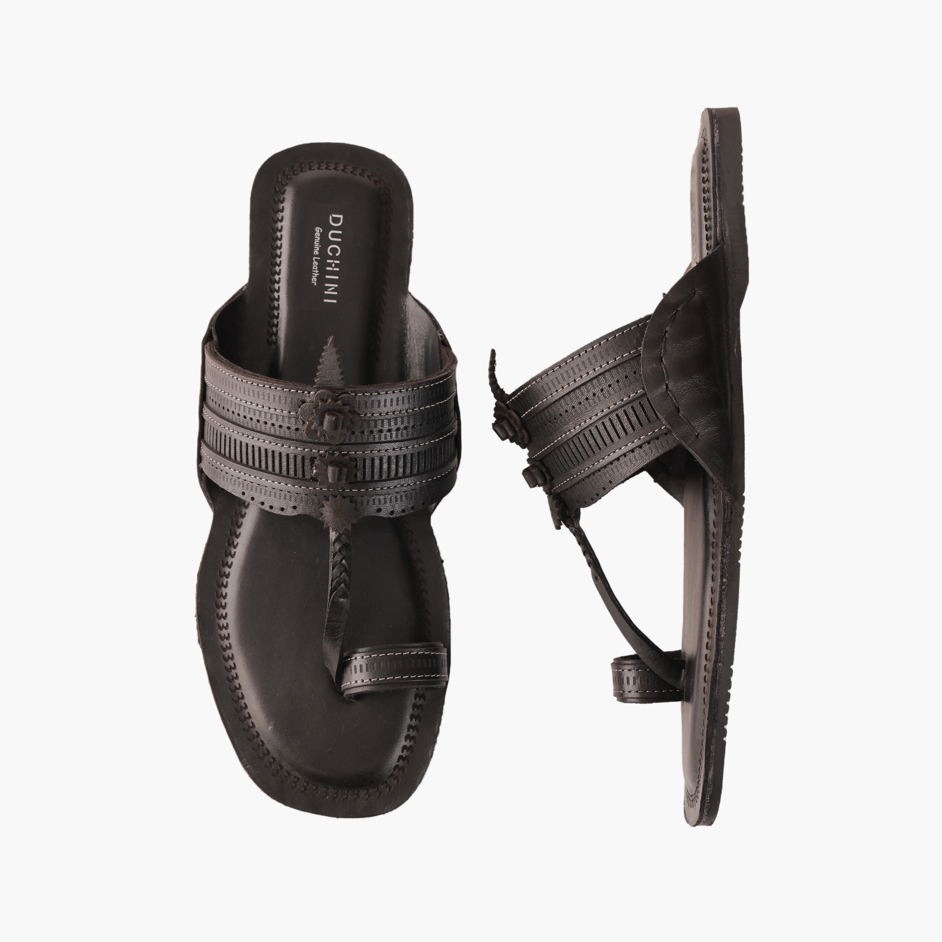 Duchini Men Perforated Strap Leather Comfort Sandals-men-shoes-sandals-image-1