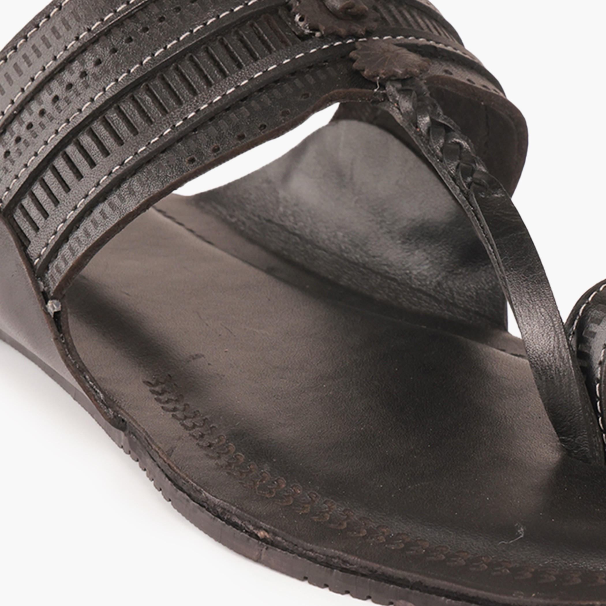 Duchini Men Perforated Strap Leather Comfort Sandals-men-shoes-sandals-image-4