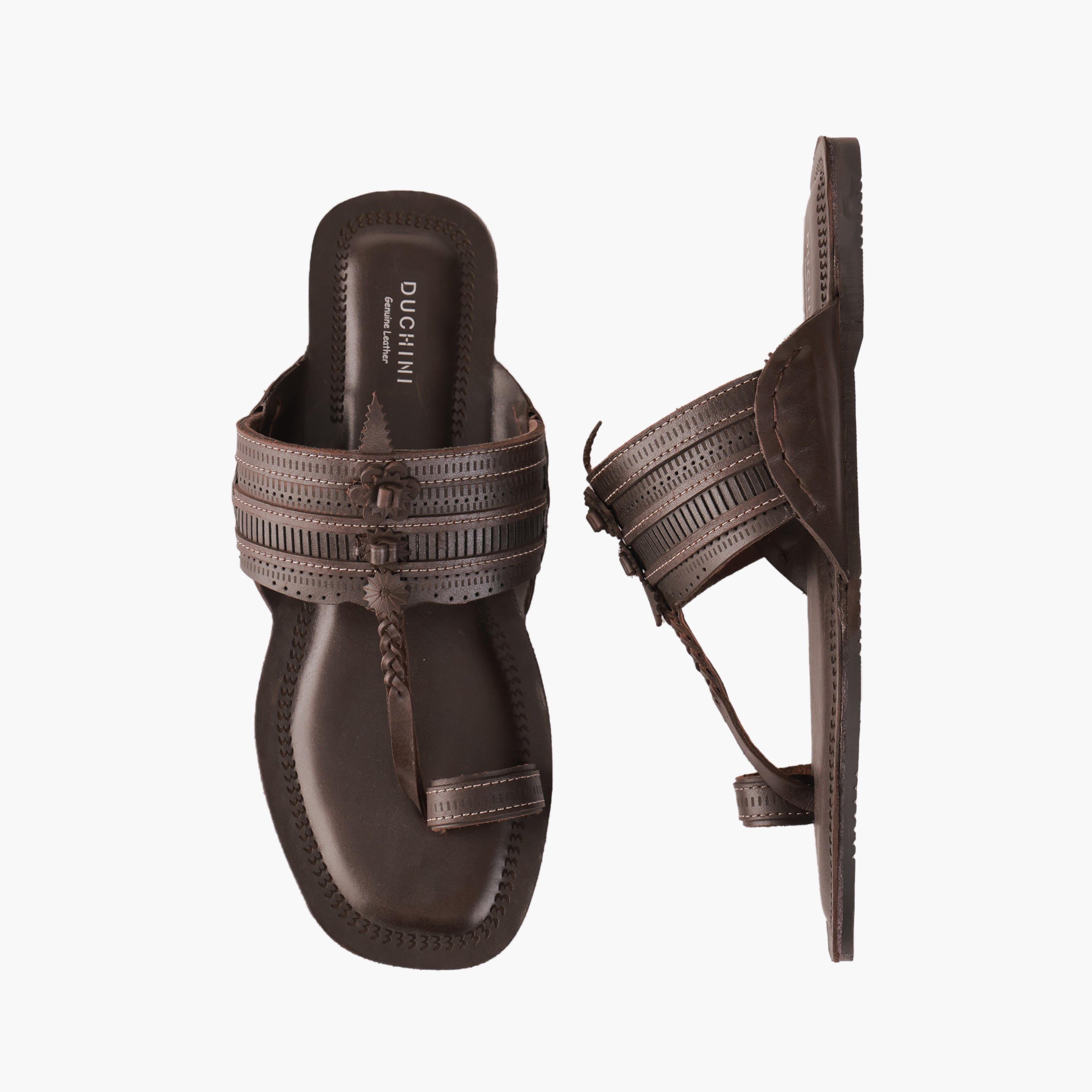 Duchini Men Perforated Strap Leather Comfort Sandals-men-shoes-sandals-image-1
