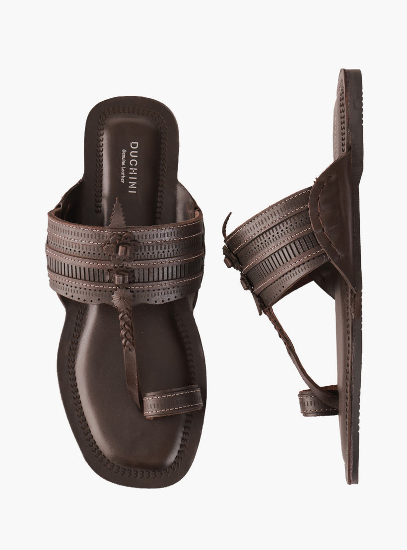 Duchini Men Perforated Strap Leather Comfort Sandals-men-shoes-sandals-image-1
