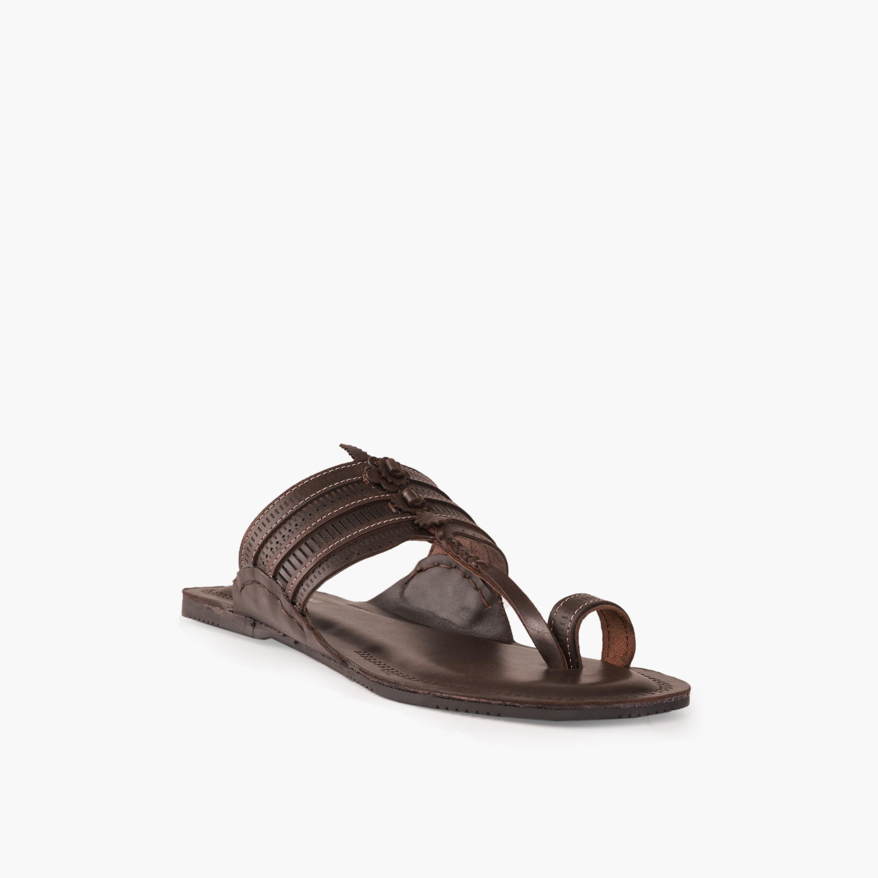 Duchini Men Perforated Strap Leather Comfort Sandals-men-shoes-sandals-image-2