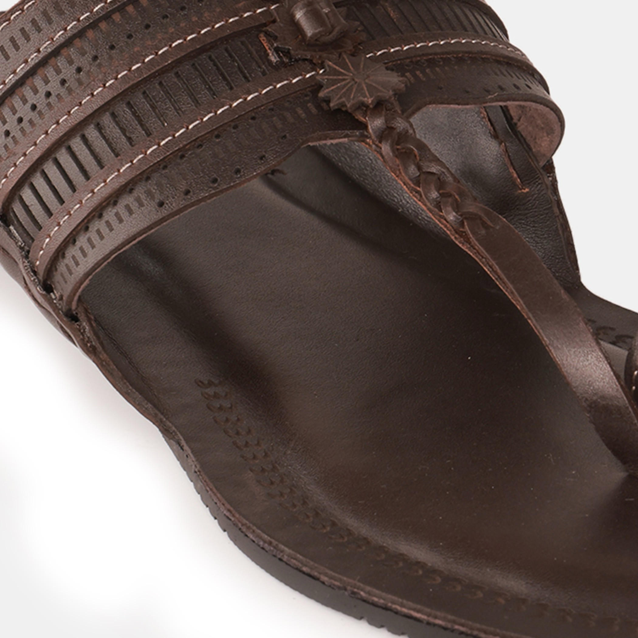 Duchini Men Perforated Strap Leather Comfort Sandals-men-shoes-sandals-image-4