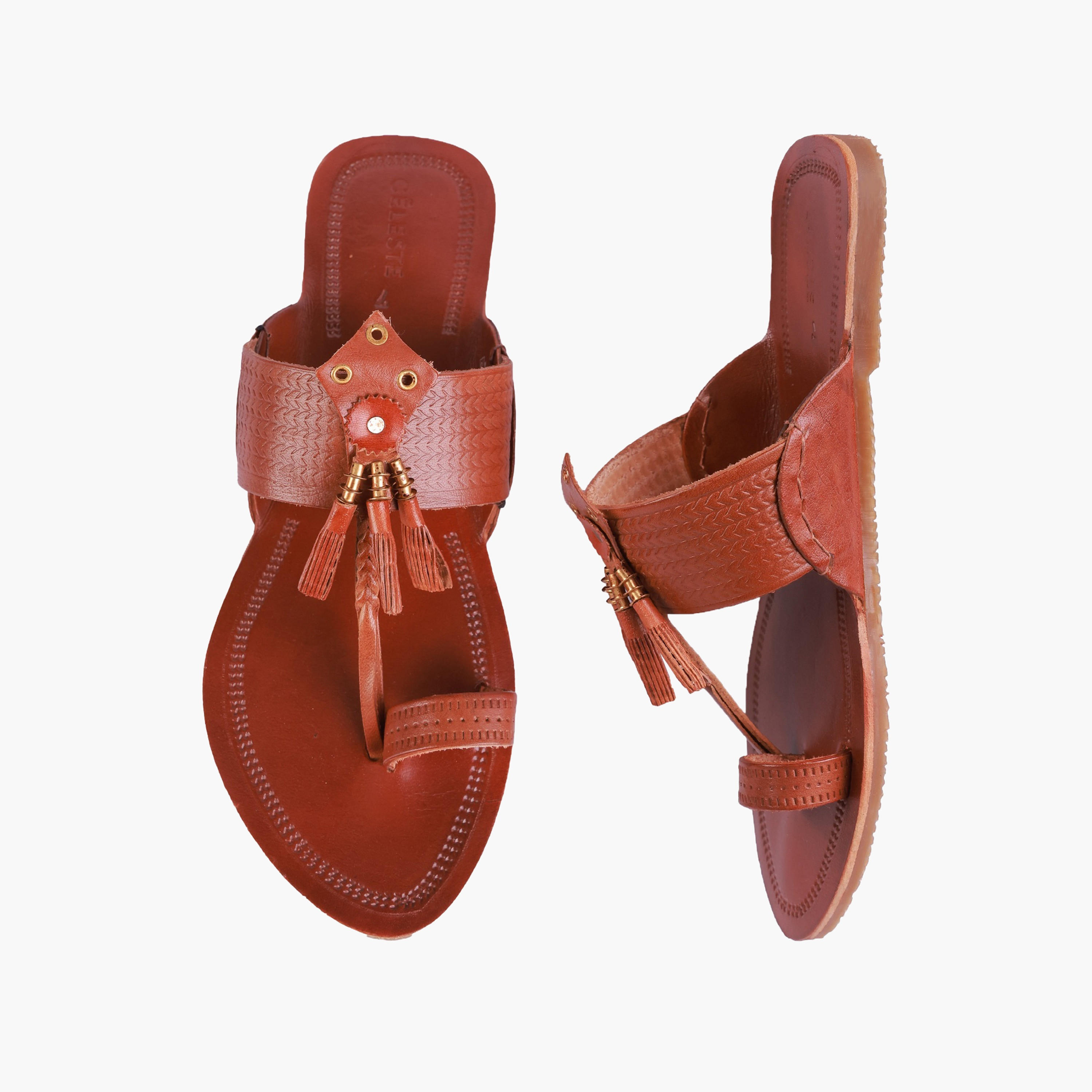 Celeste Women Tassel Detail Leather Sandals-women-shoes-sandals-flats-image-1