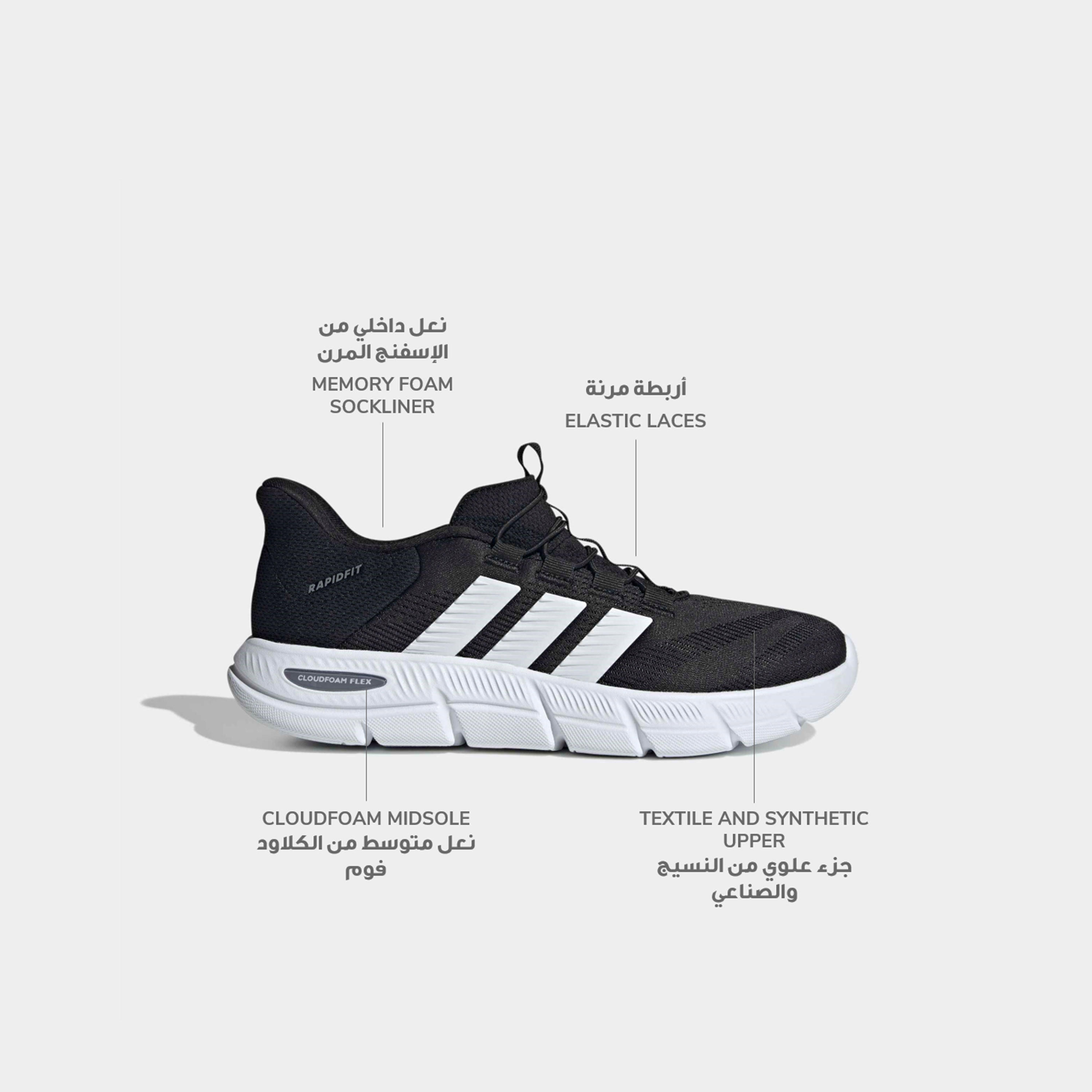 Adidas Men Cloudfoam Flex - Rapidfit Slip-On Sneakers-sports-men-shoes-image-2