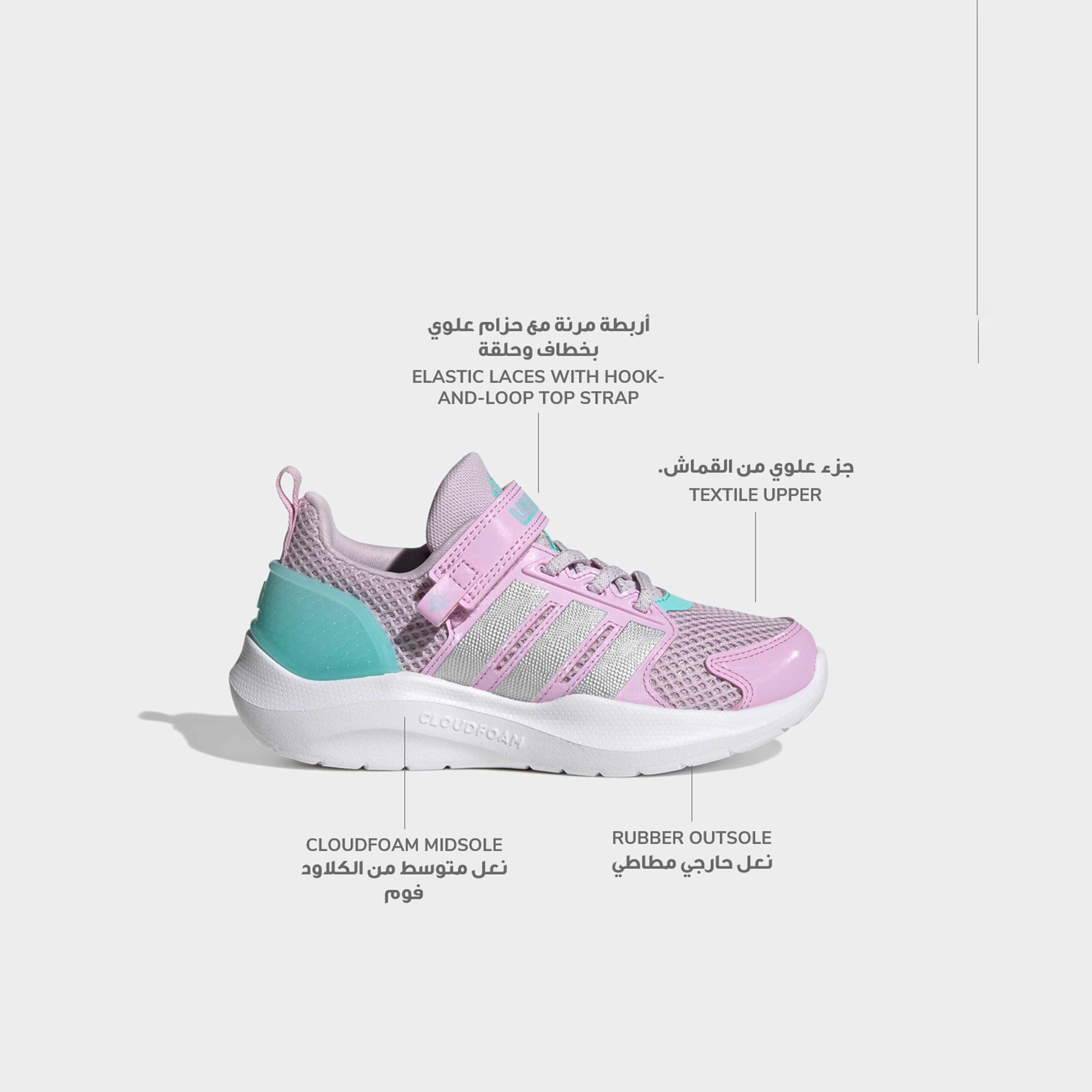 Adidas Girls Lightorama RNR EL Hook & Loop Sneakers-girls-shoes-sports-image-2
