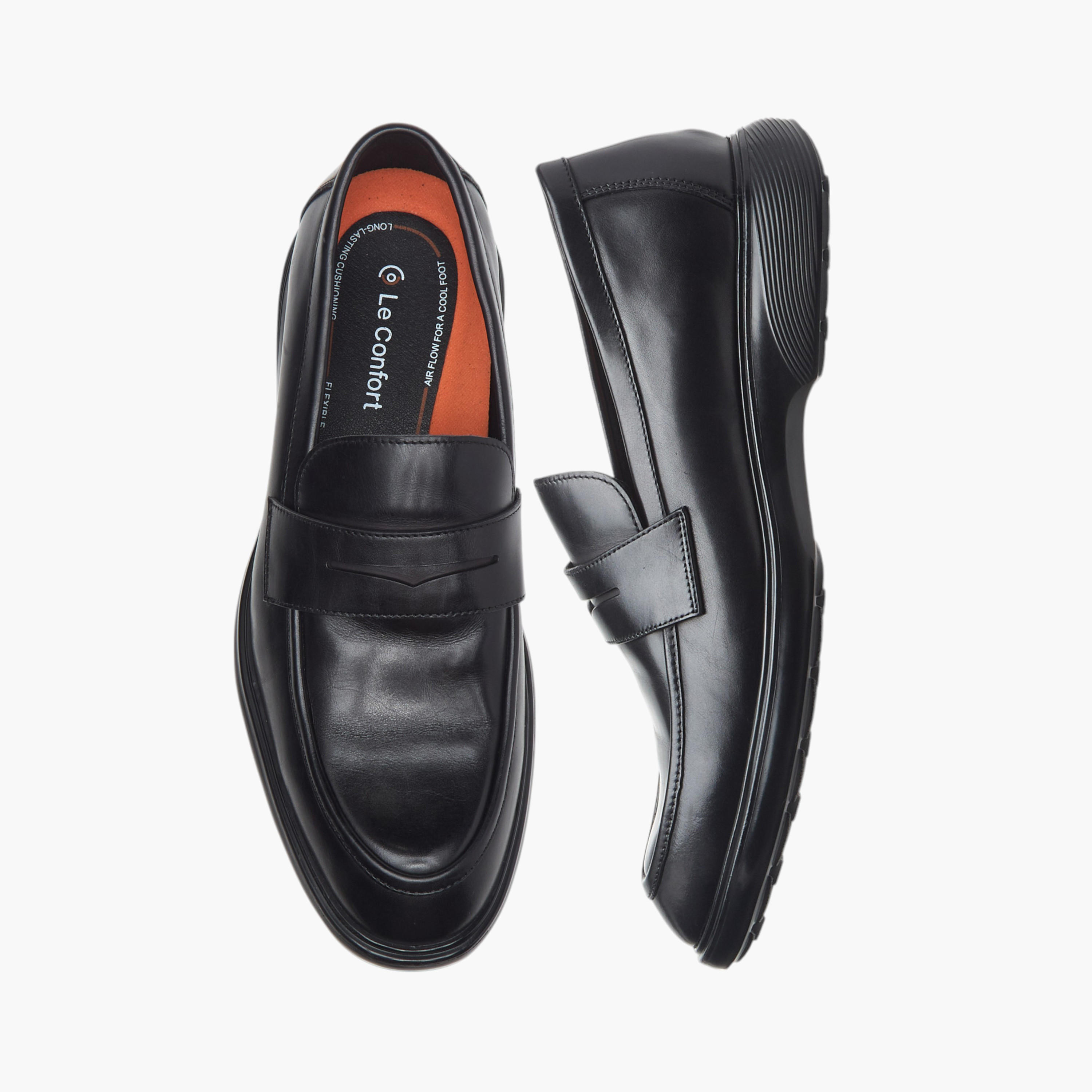 Le Confort Leather Solid Slip-On Loafers-men-shoes-formalshoes-image-1