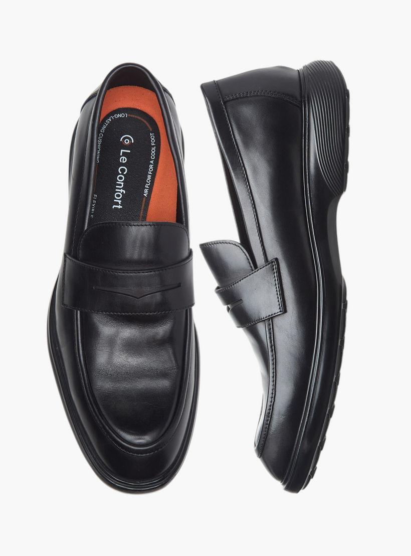 Le Confort Leather Solid Slip-On Loafers-men-shoes-formalshoes-image-1