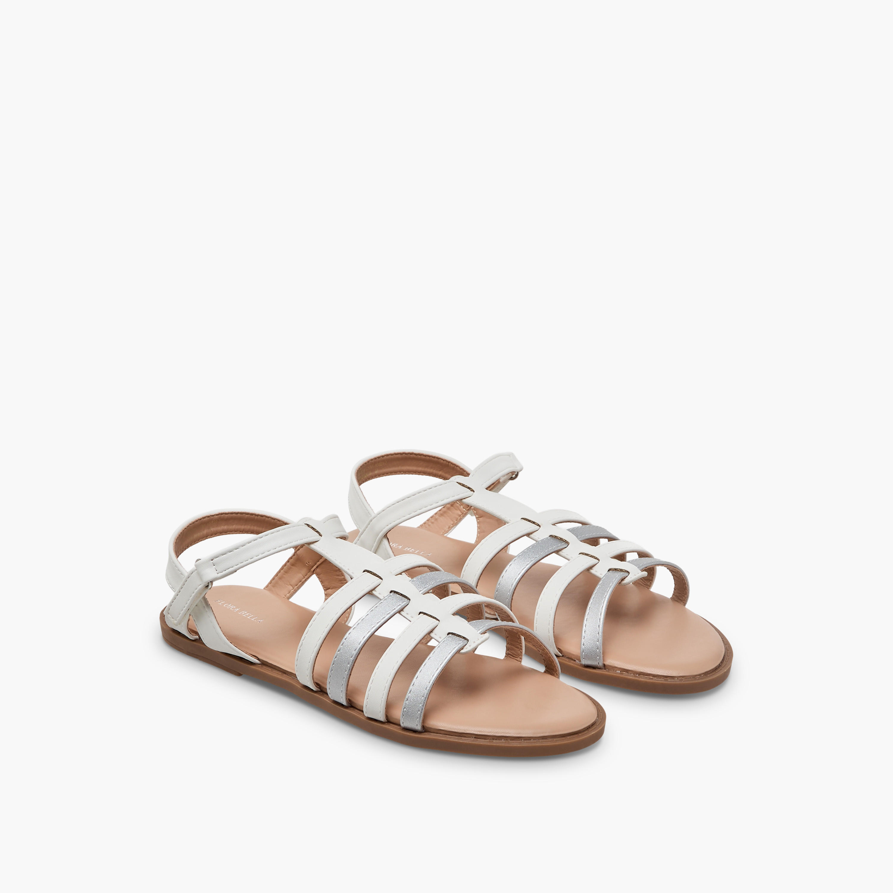 صندل مسطح بشريط إغلاق لاصق للبنات من فلورا بيلا-girls-shoes-sandals-image-1