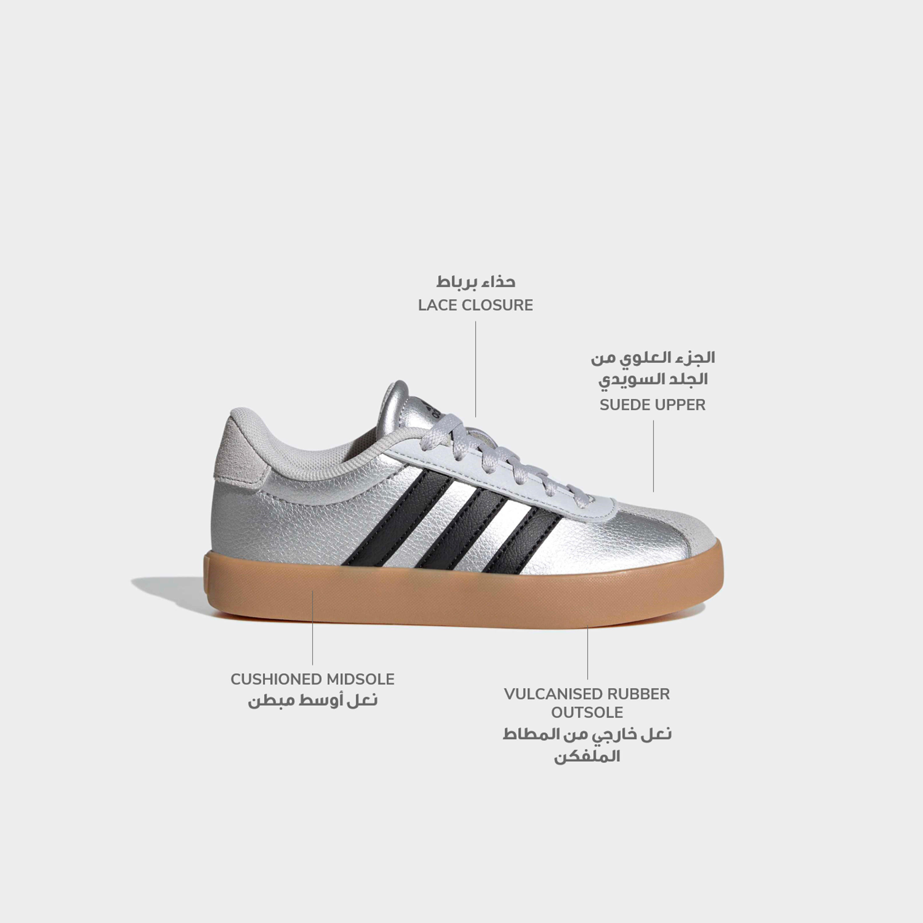 Adidas Kids VL Court 3.0 Lace-Up Sneakers-women-shoes-sneakers-image-2