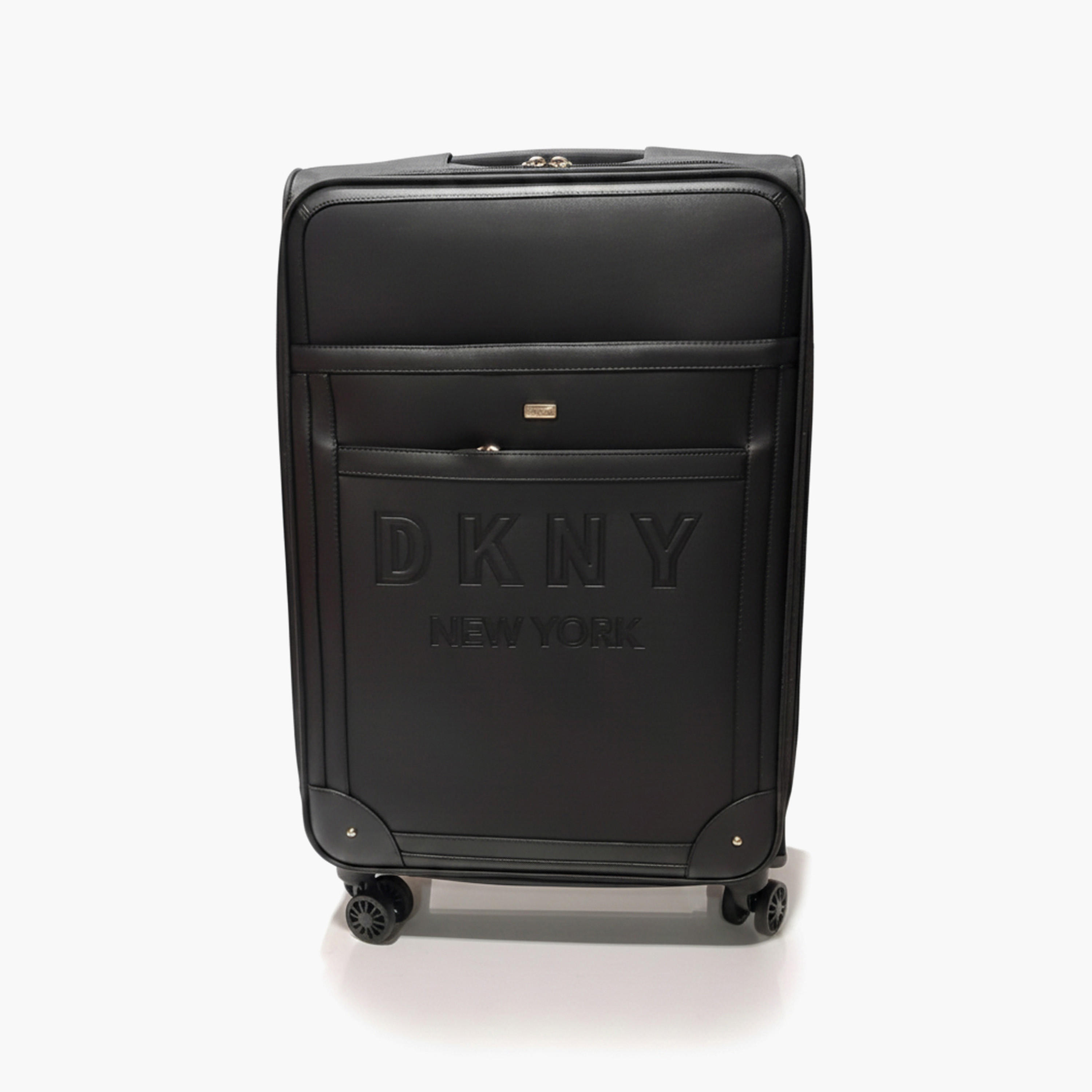 DKNY Logo Embossed Softcase Trolley Bag with Retractable Handle - 24 Inches Check-in Bag-travel-luggagesandbags-luggage-image-1