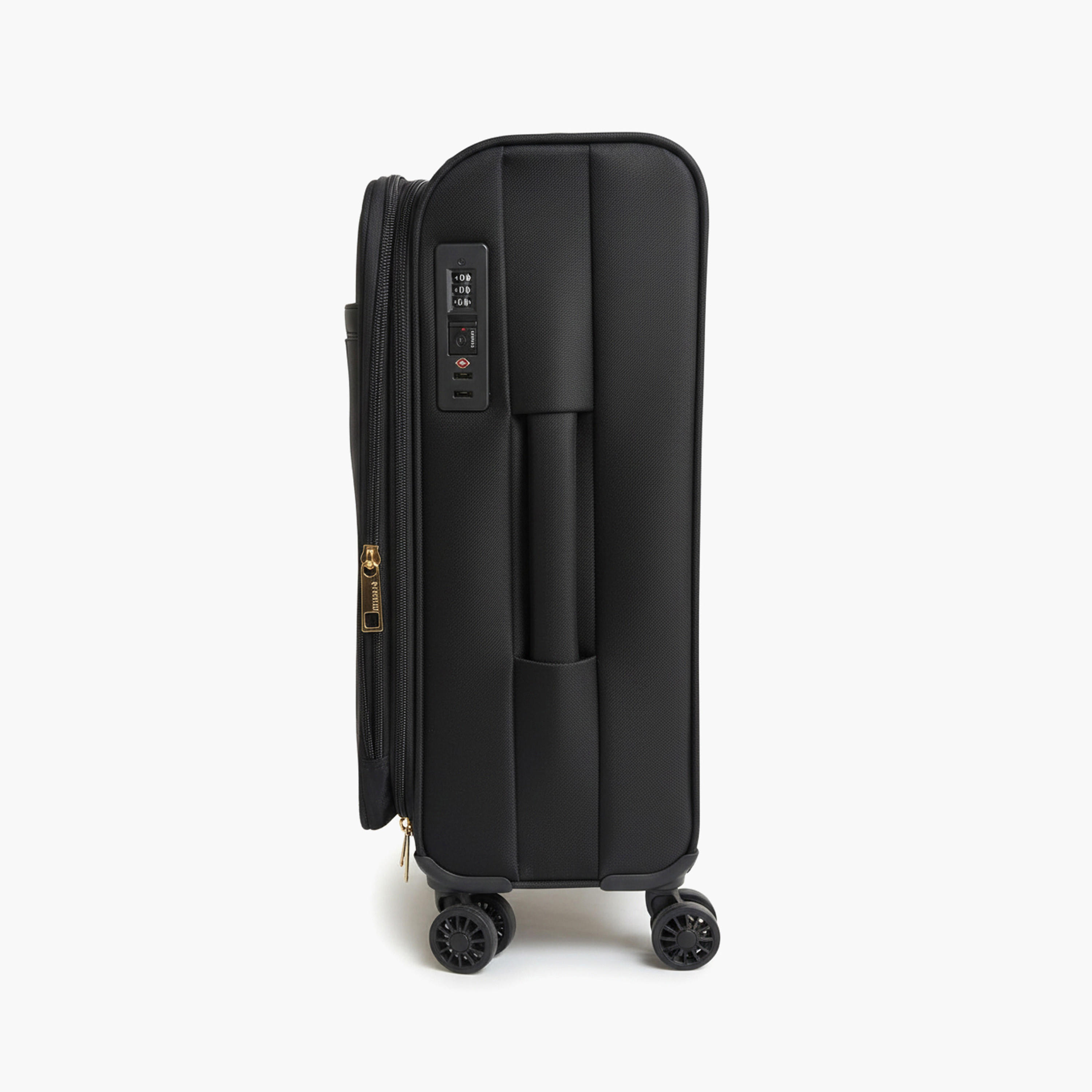 DKNY Logo Embossed Softcase Trolley Bag with Retractable Handle - 20 Inches Check-in Bag-travel-luggagesandbags-luggage-image-2