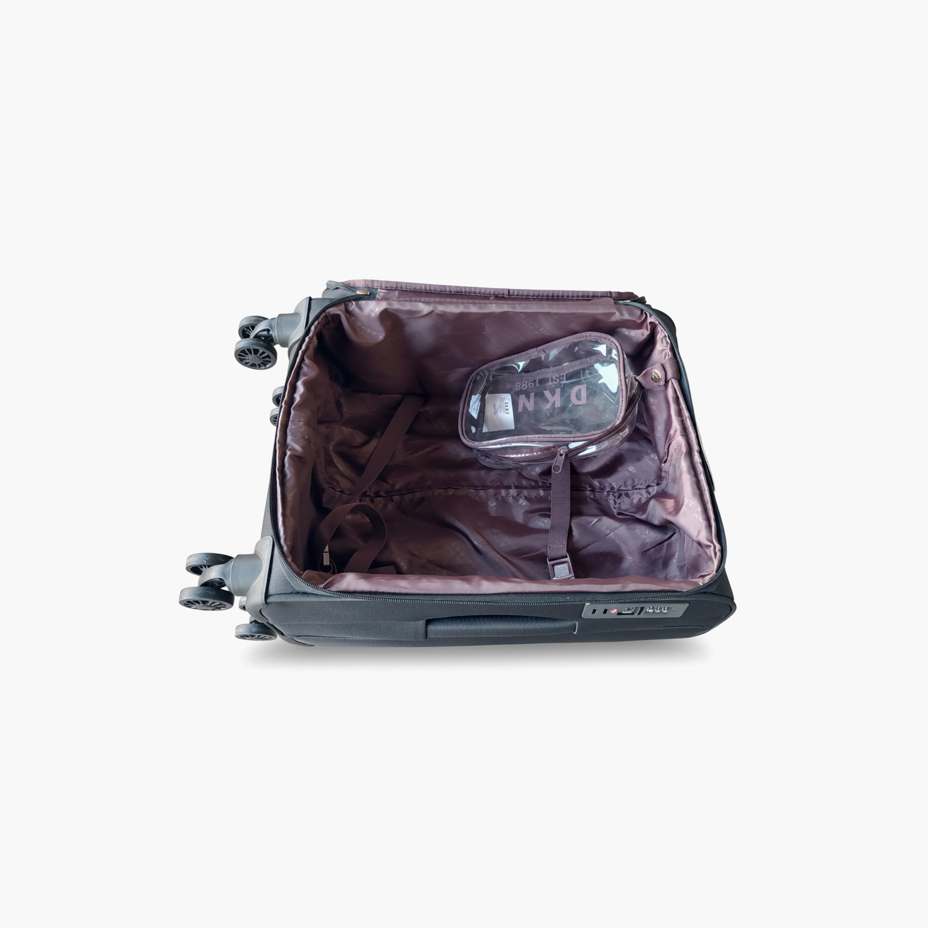 DKNY Logo Embossed Softcase Trolley Bag with Retractable Handle - 20 Inches Check-in Bag-travel-luggagesandbags-luggage-image-3