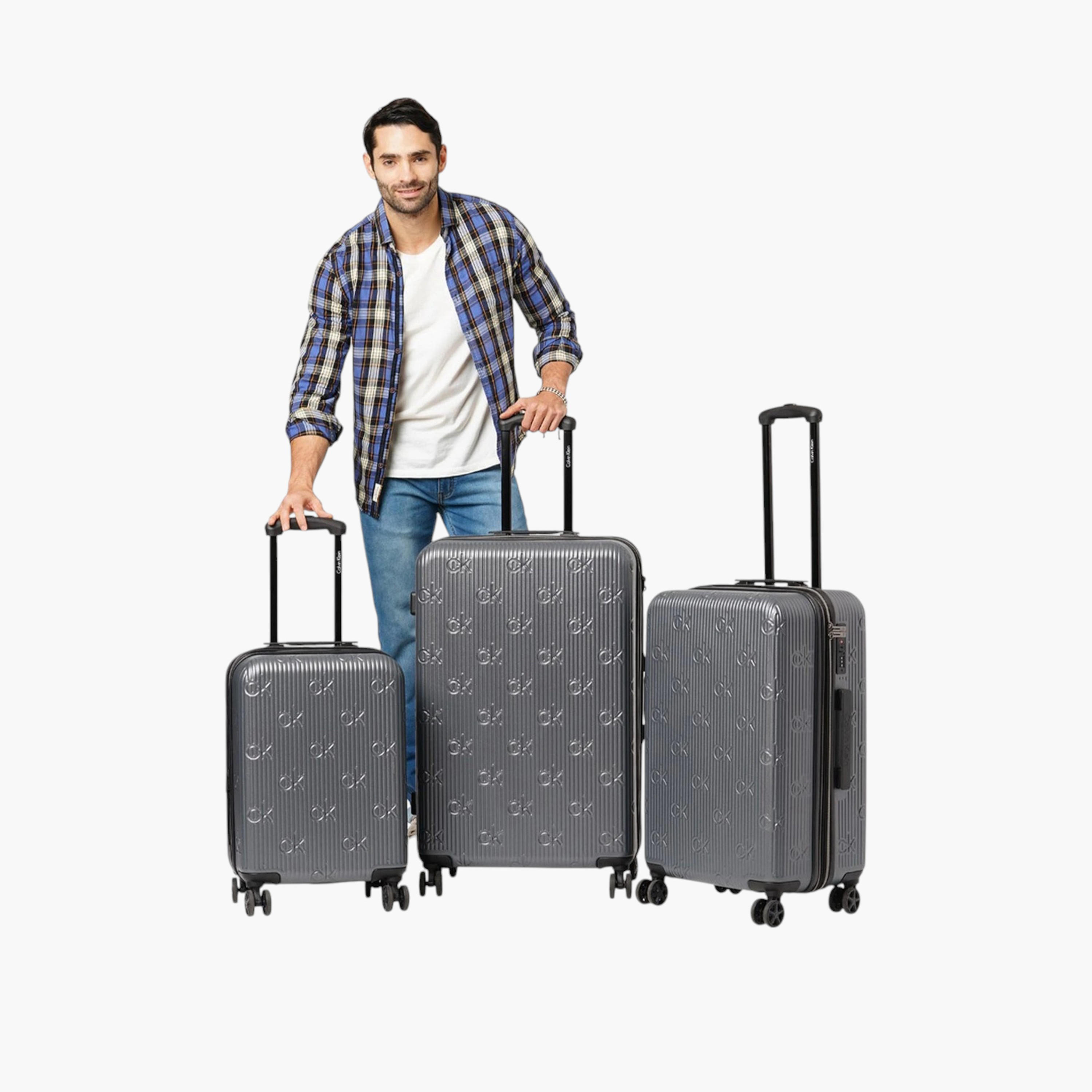 شنطة ترولي صلبة بارزة الملمس بمقبض قابل للسحب من كالفن كلاين-travel-luggagesandbags-luggage-image-1