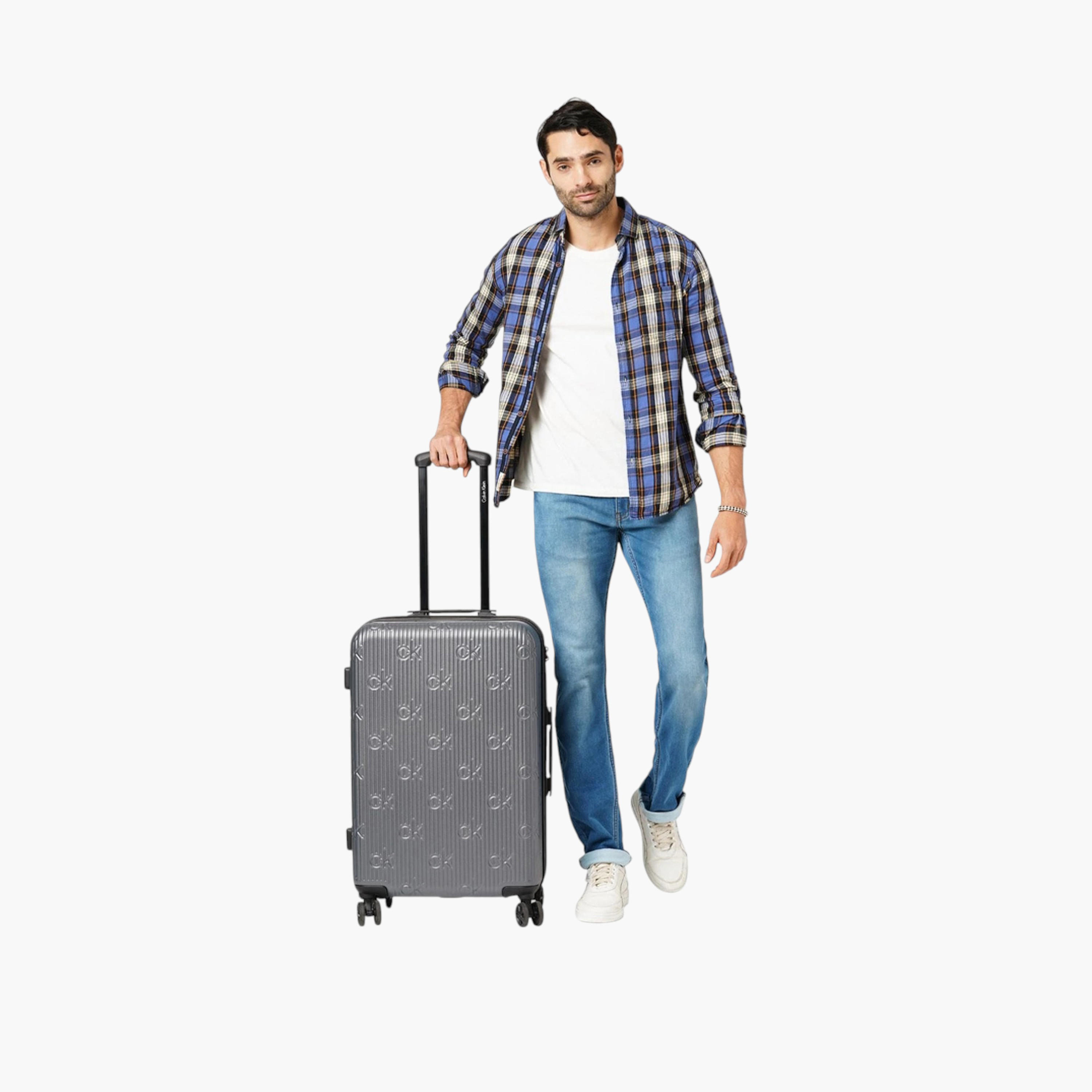 Calvin Klein Textured Hardcase Trolley Bag with Retractable Handle-travel-luggagesandbags-luggage-image-2