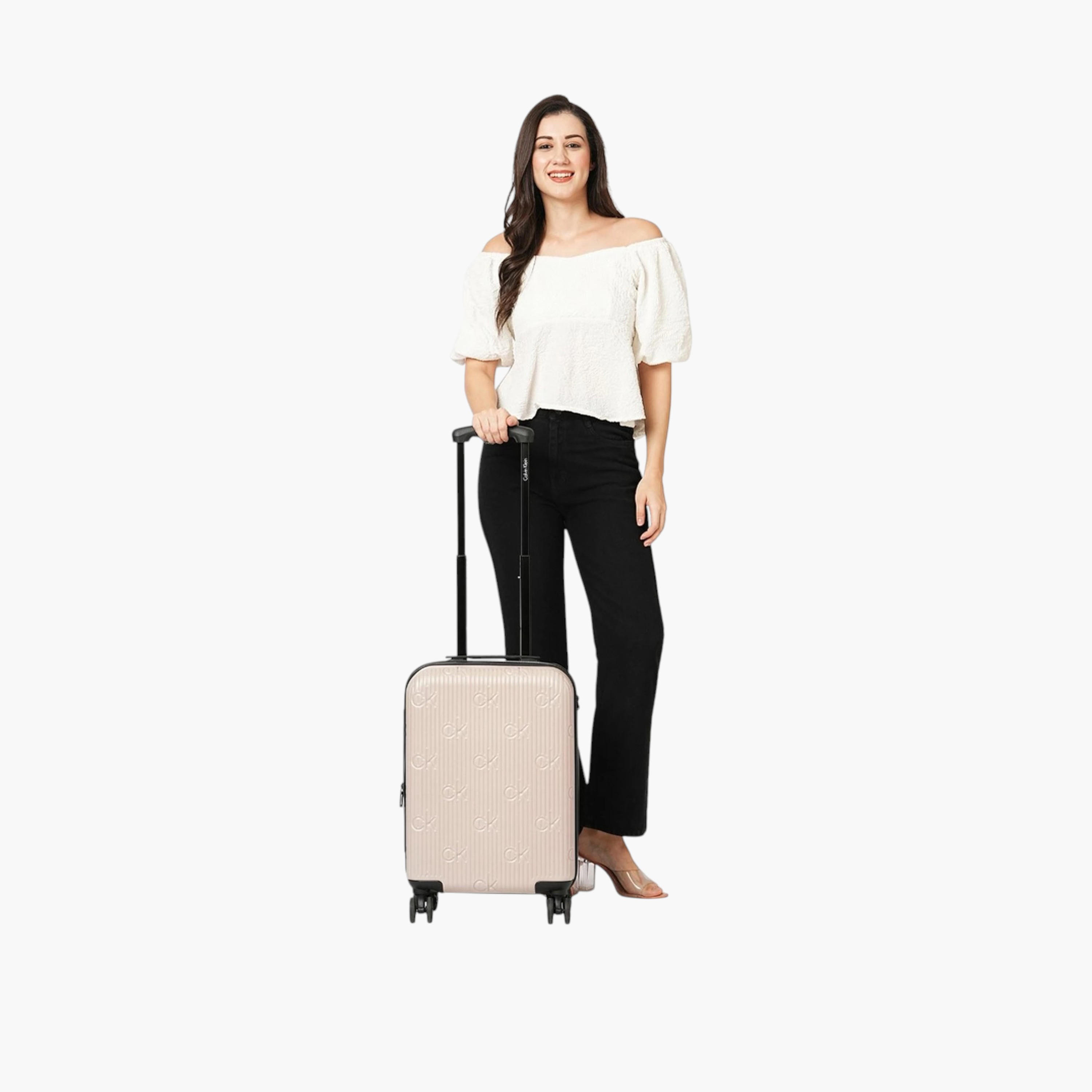 Calvin Klein Textured Hardcase Trolley Bag with Retractable Handle-travel-luggagesandbags-luggage-image-2