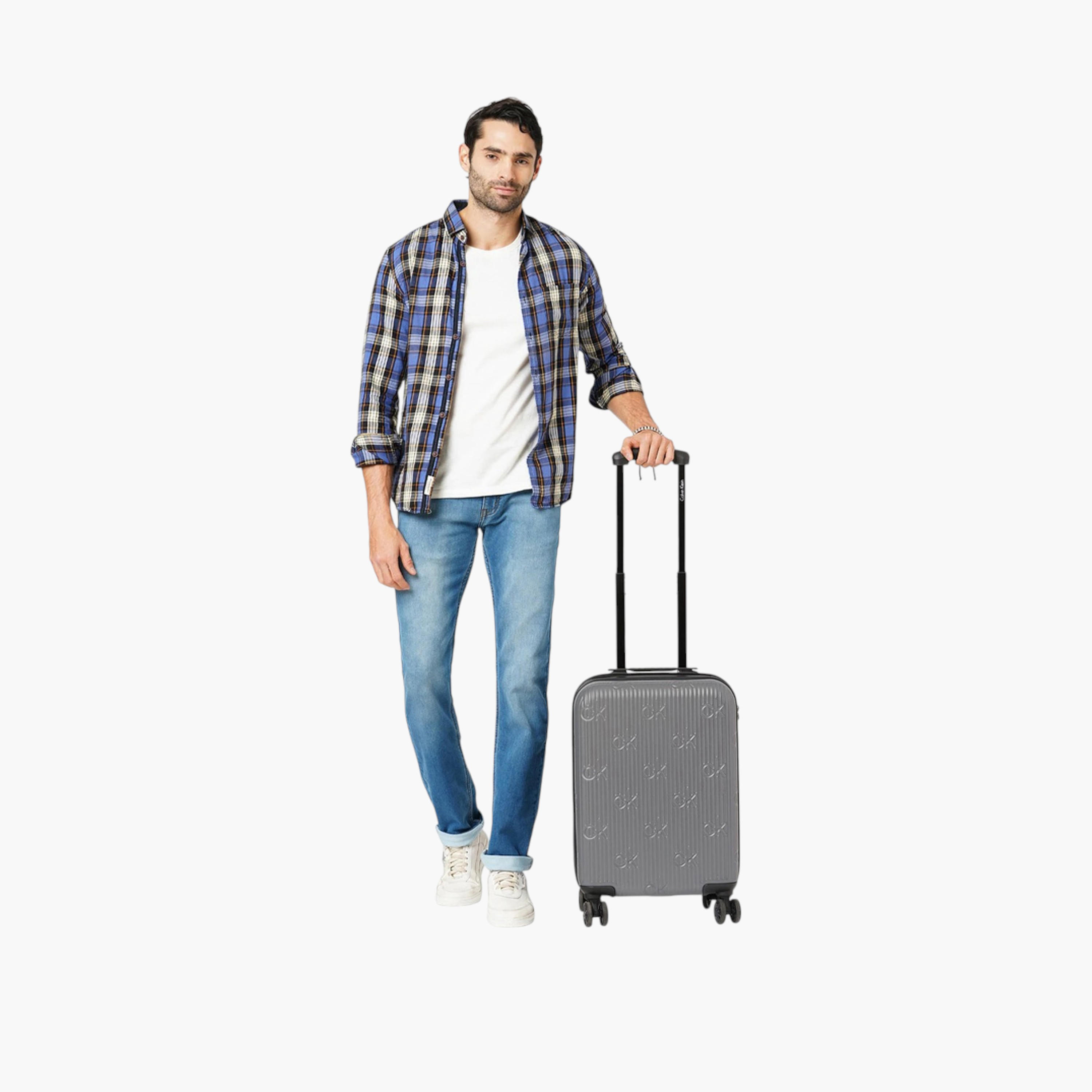 Calvin Klein Textured Hardcase Trolley Bag with Retractable Handle-travel-luggagesandbags-luggage-image-2