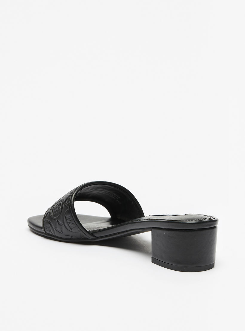 Elle Women's Monogram Embossed Slip-On Sandals with Block Heels-women-shoes-heels-image-3
