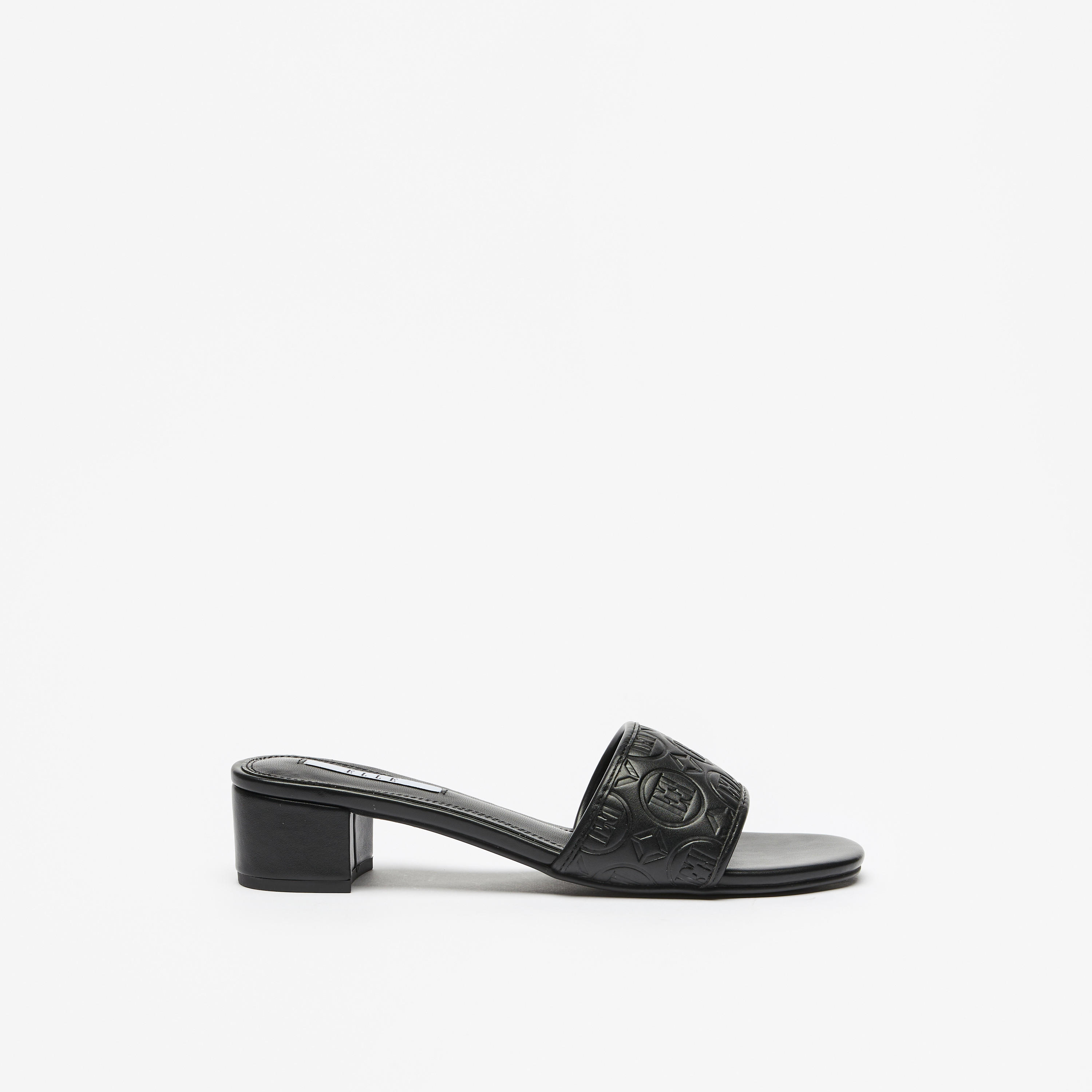 Elle Women's Monogram Embossed Slip-On Sandals with Block Heels-women-shoes-heels-image-4