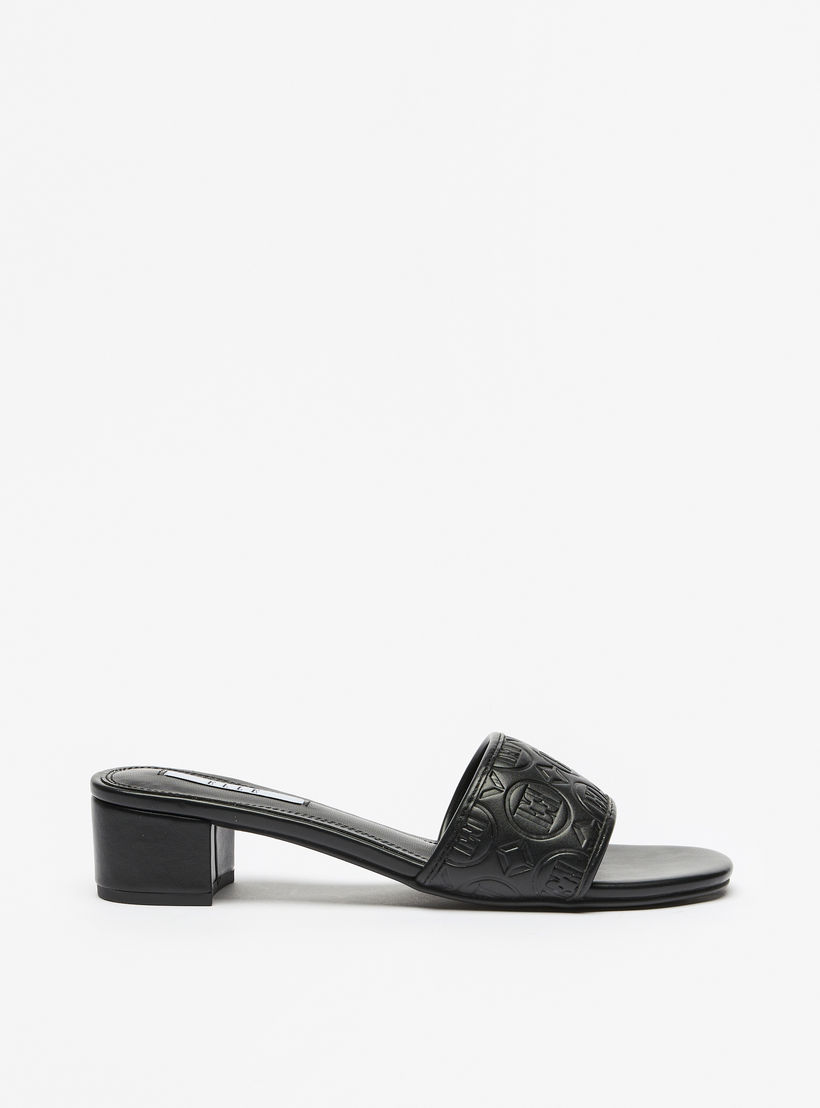 Elle Women's Monogram Embossed Slip-On Sandals with Block Heels-women-shoes-heels-image-4