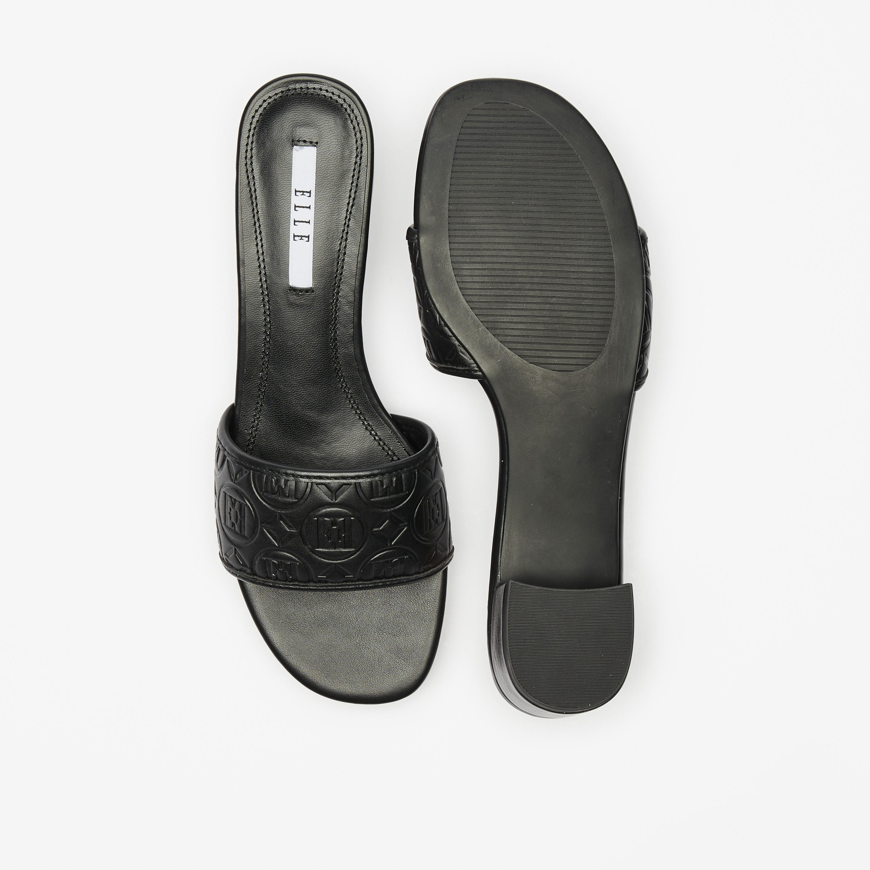Elle Women's Monogram Embossed Slip-On Sandals with Block Heels-women-shoes-heels-image-5