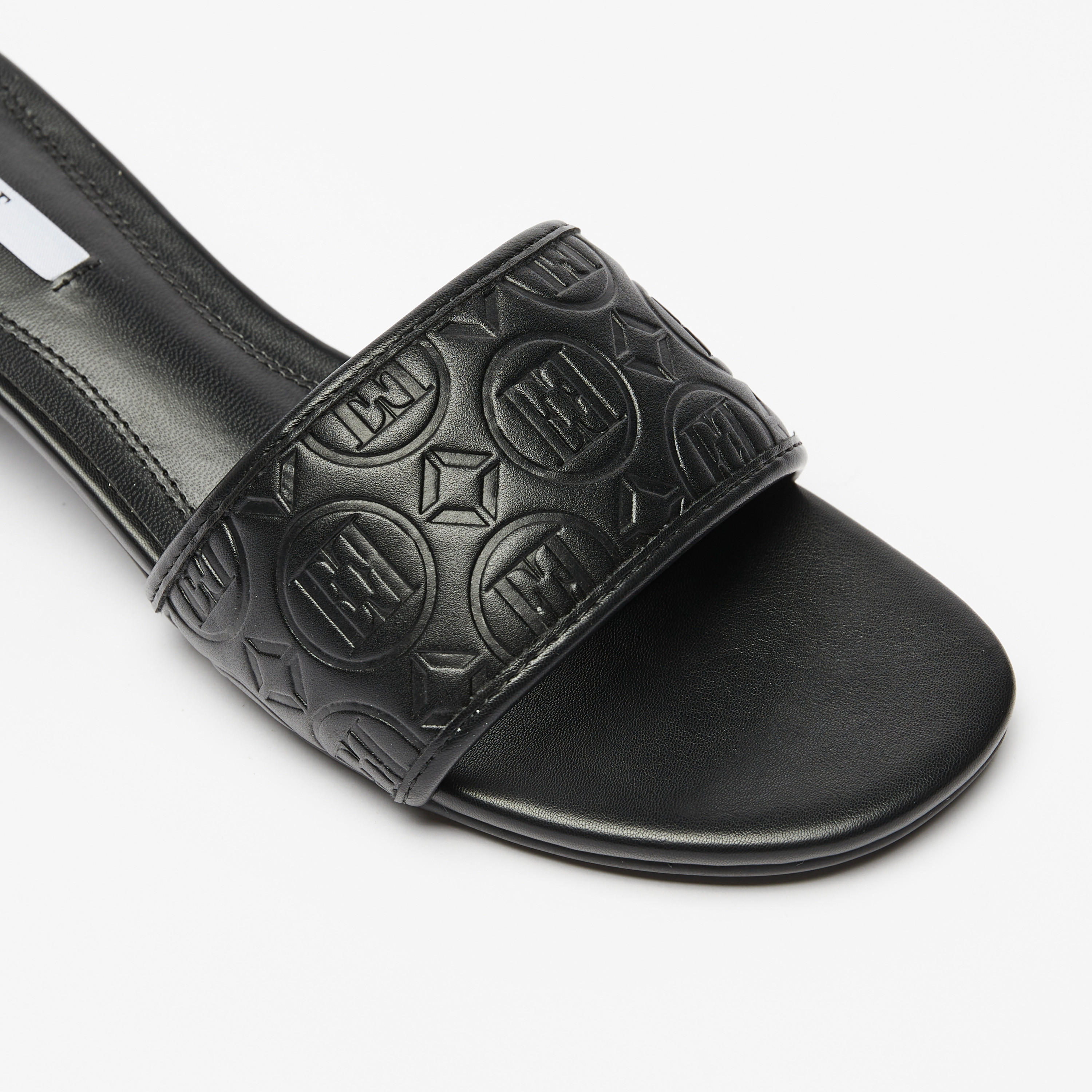 Elle Women's Monogram Embossed Slip-On Sandals with Block Heels-women-shoes-heels-image-6