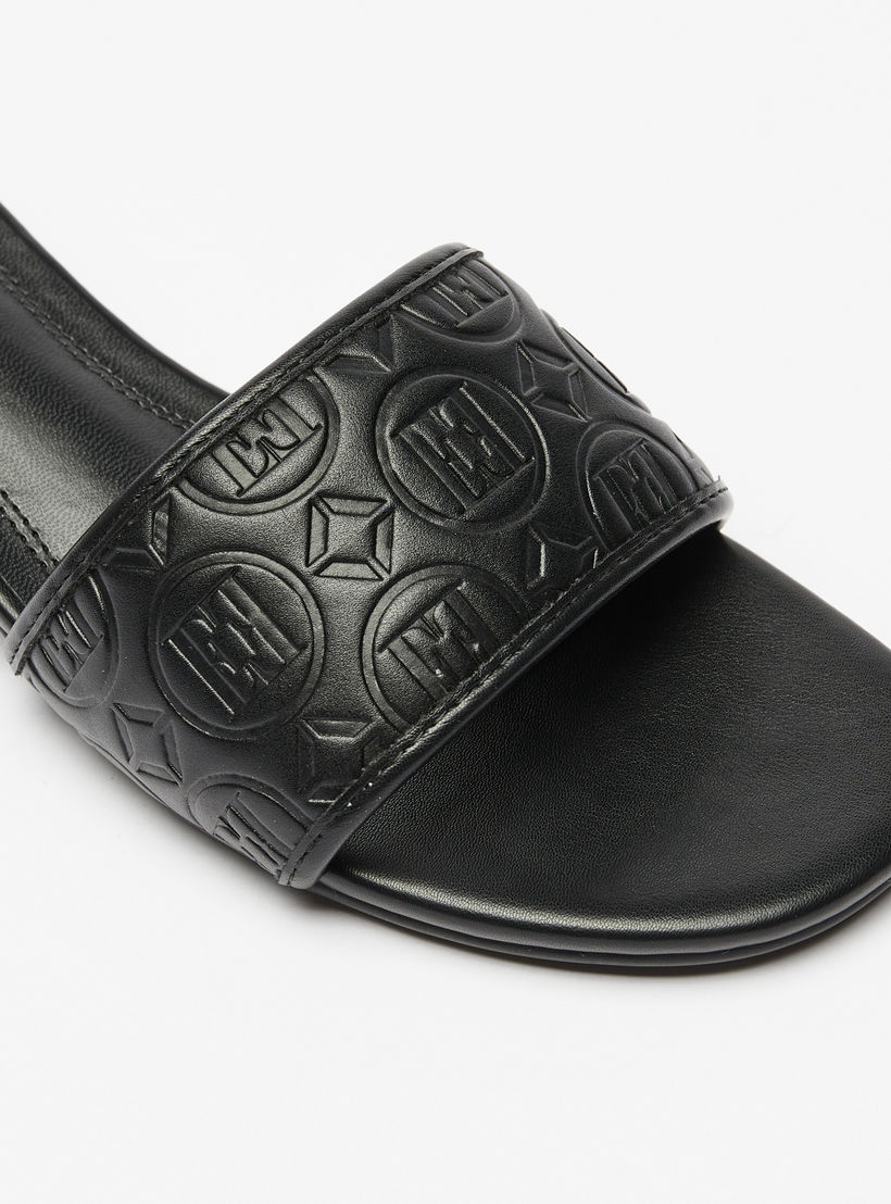 Elle Women's Monogram Embossed Slip-On Sandals with Block Heels-women-shoes-heels-image-6