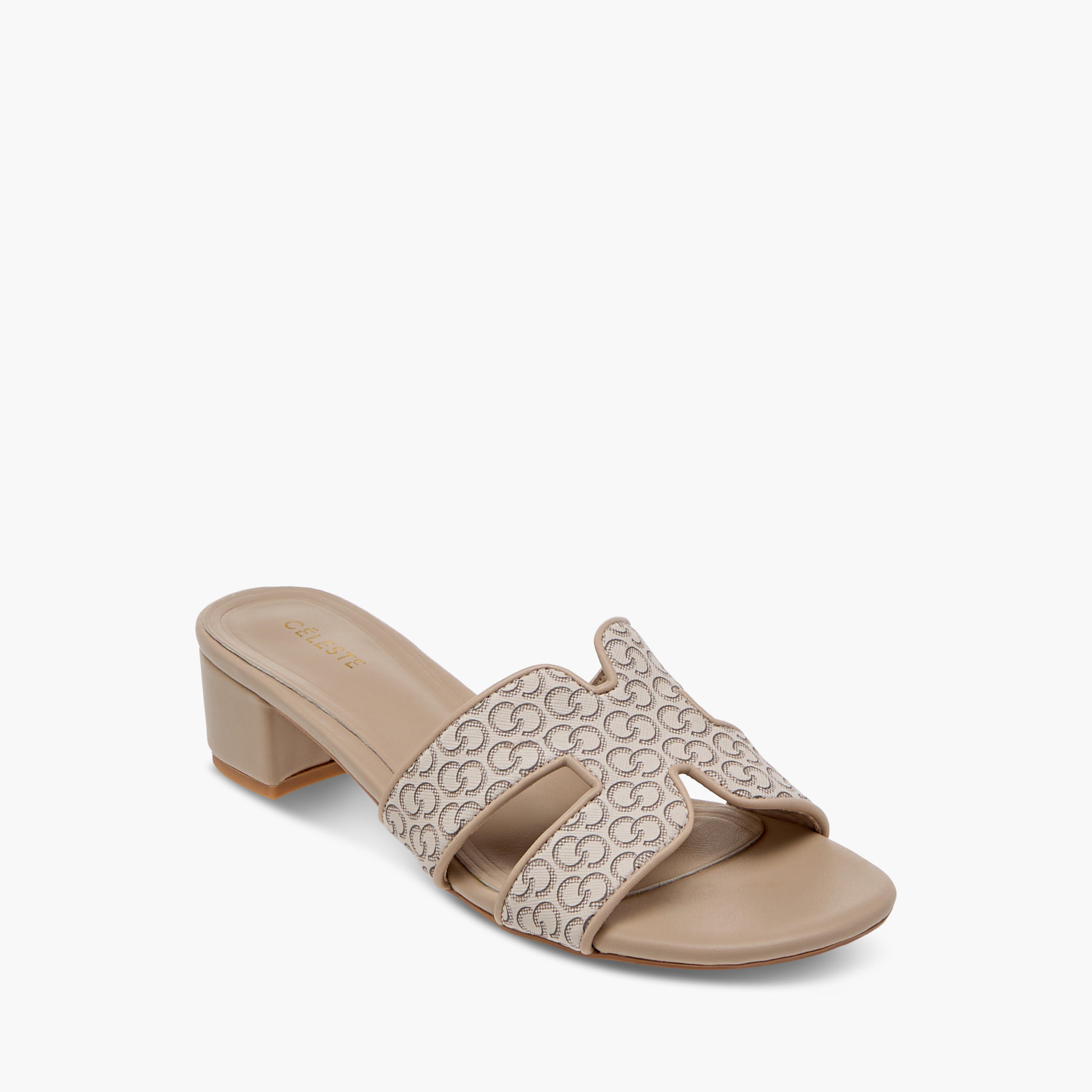 Celeste Women's Monogram Print Slip-On Sandals with Block Heels-women-shoes-sandals-heeled-image-2
