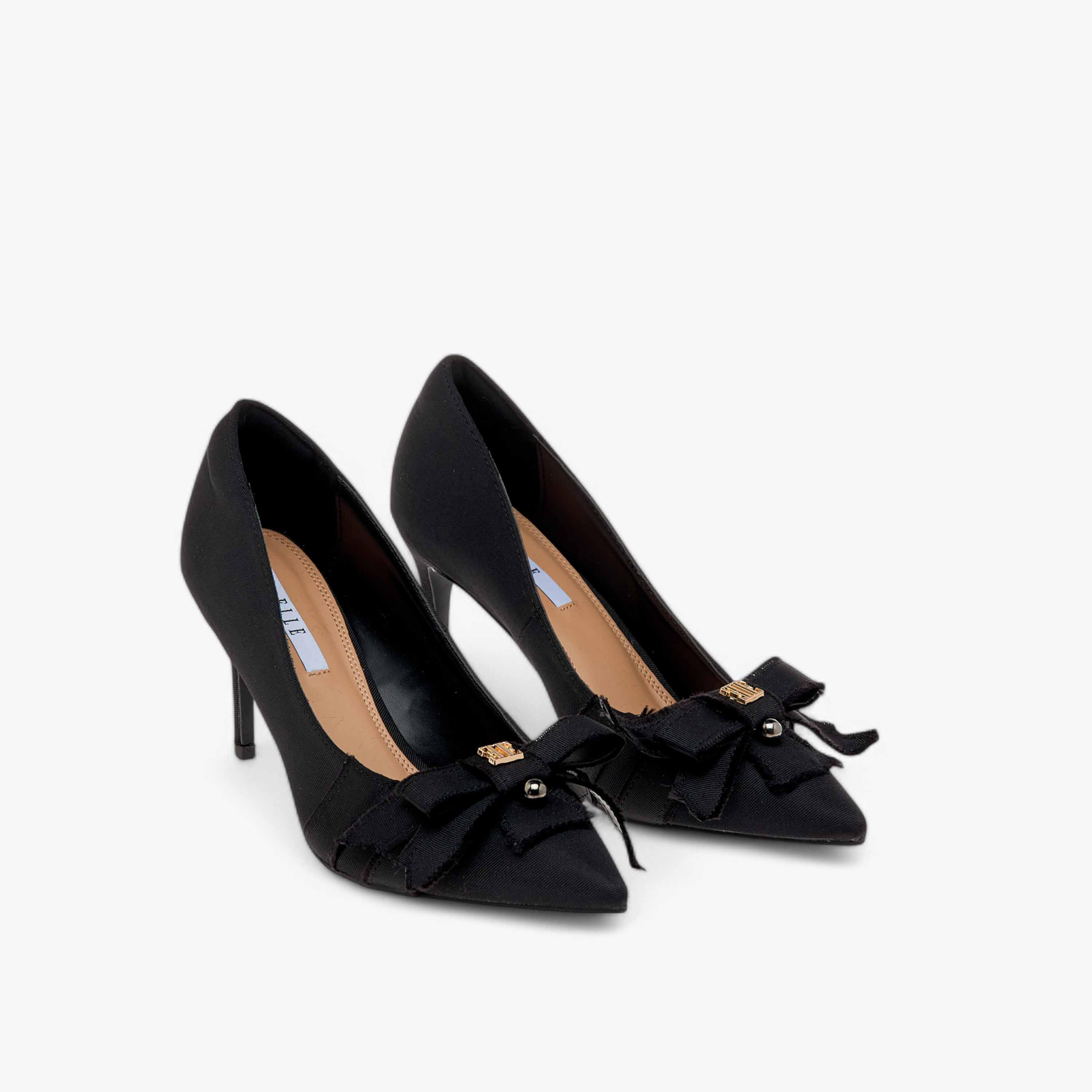 حذاء كلاسيكي سهل الارتداء بكعب رفيع وزينة فيونكة للنساء من إيل-women-shoes-heels-image-1
