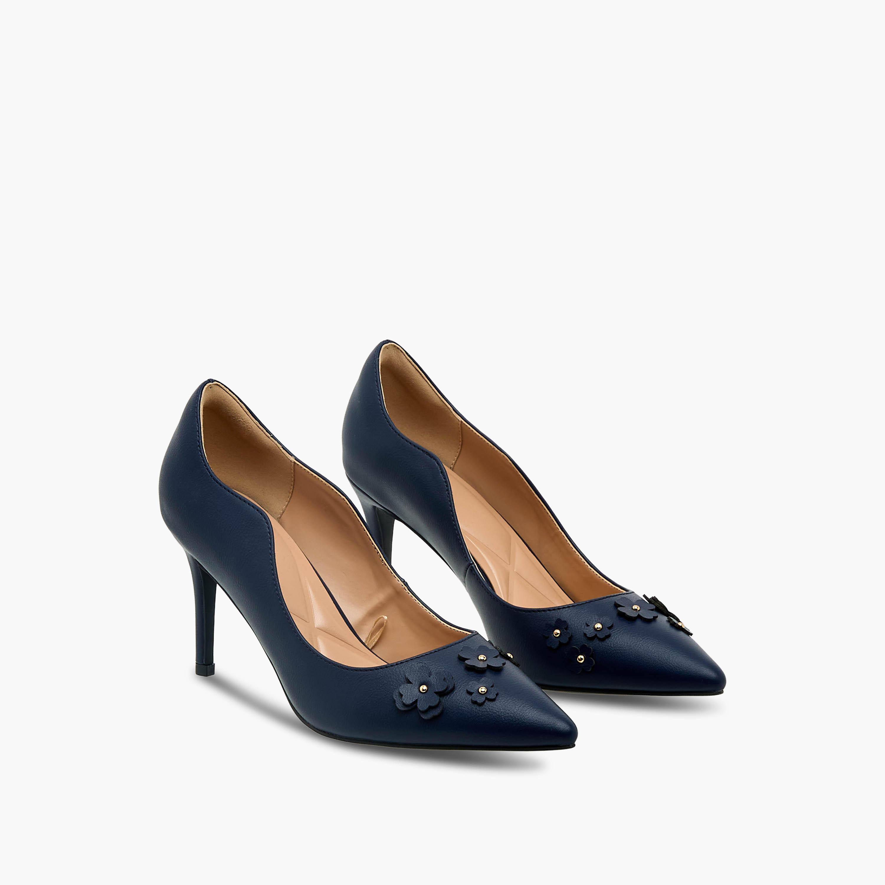 Celeste Women Floral Applique Stiletto Heel Pumps-women-shoes-heels-image-1