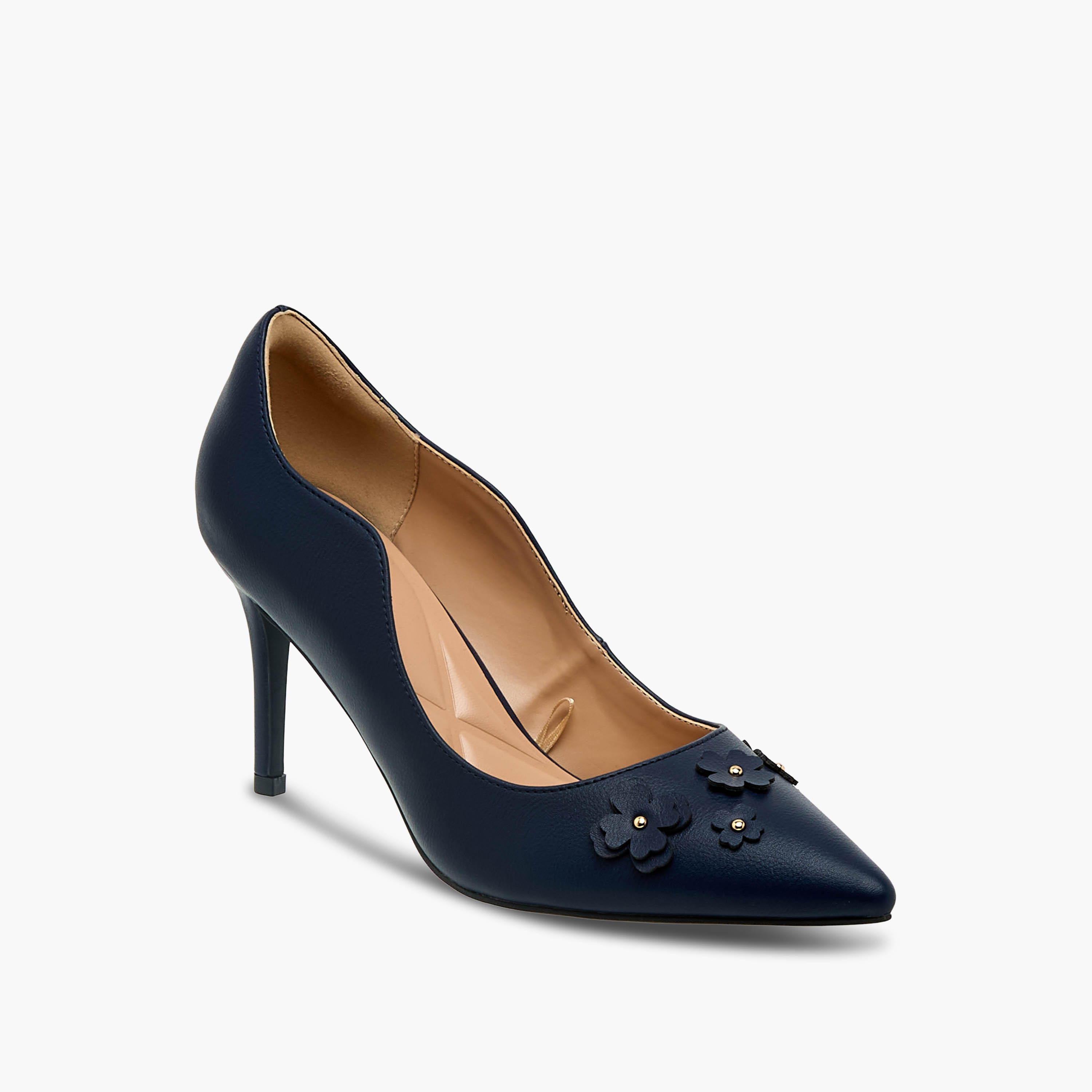 Celeste Women Floral Applique Stiletto Heel Pumps-women-shoes-heels-image-2