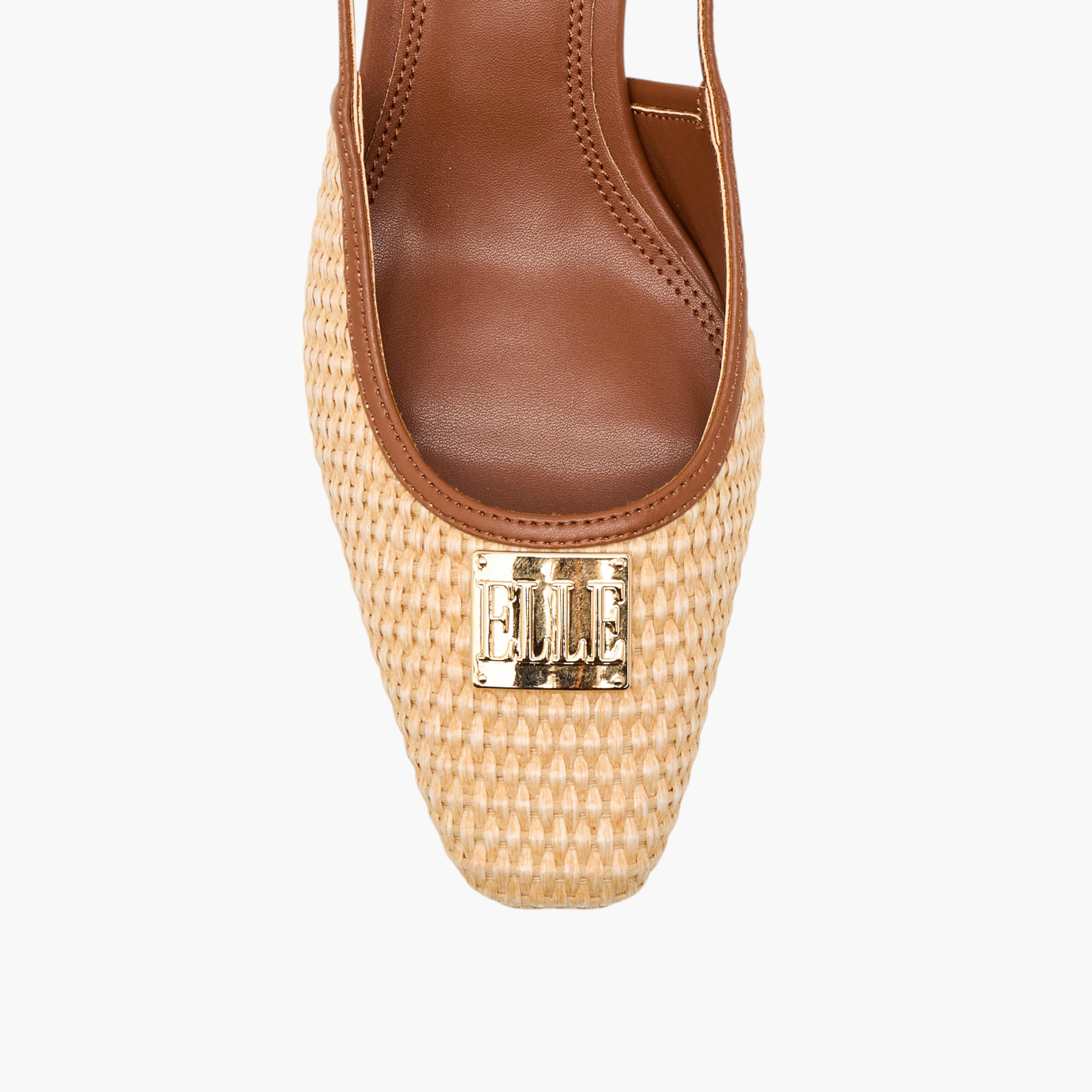 Elle Women's Textured Block Heeled Slingback Shoes with Buckle Closure-women-shoes-sandals-heeled-image-5