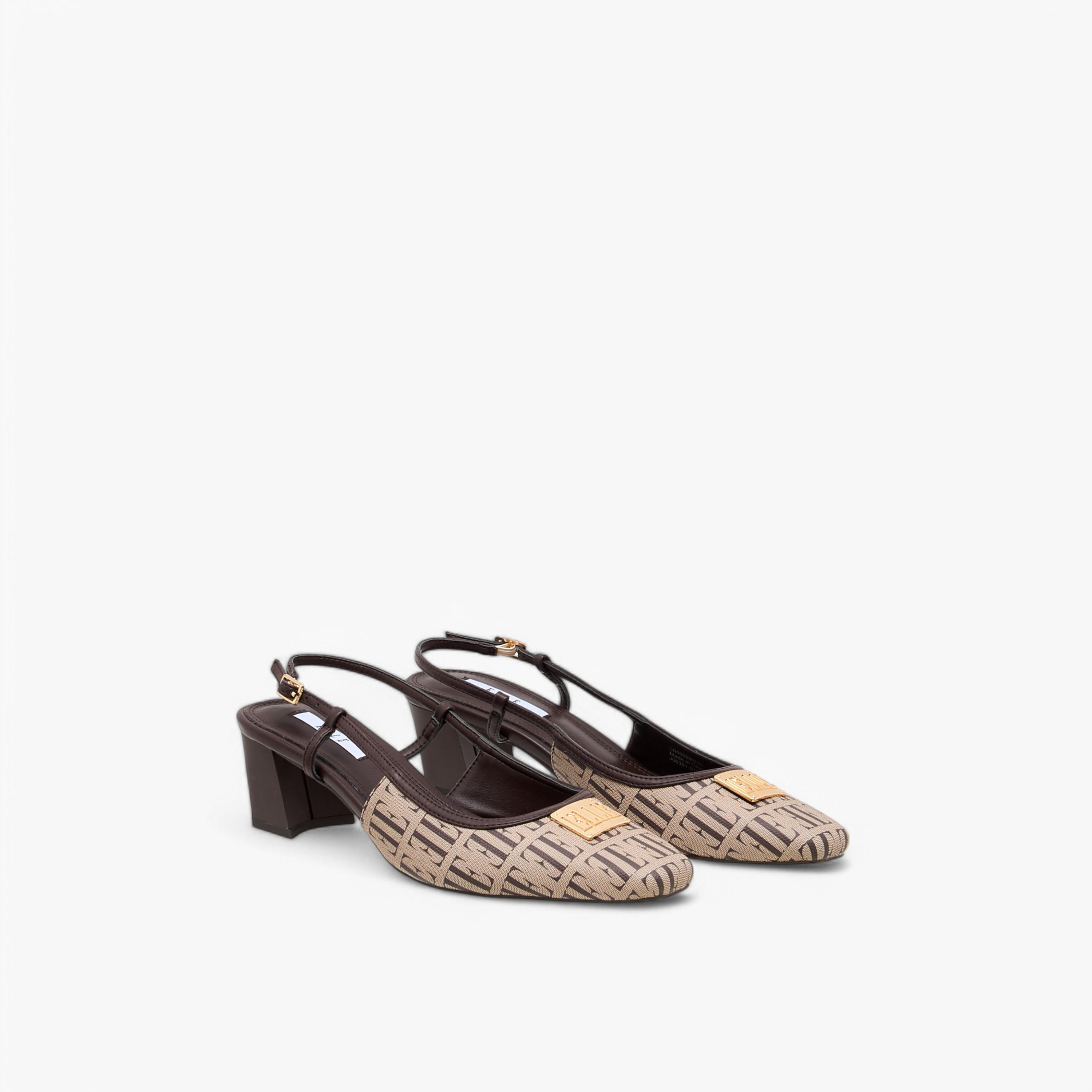 حذاء بحزام خلفي وإبزيم إغلاق وطبعات مونوجرام من إيل-women-shoes-sandals-heeled-image-1