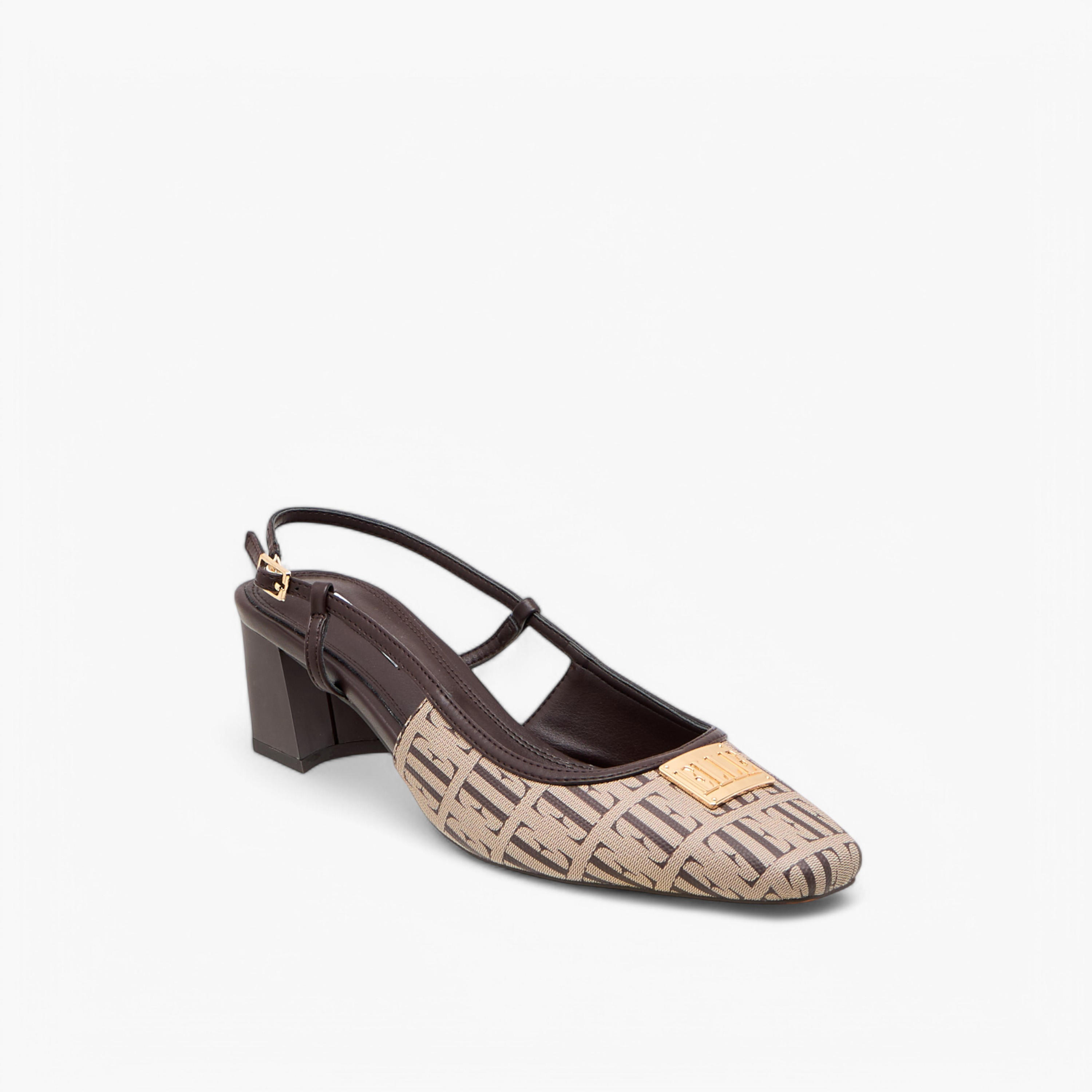 حذاء بحزام خلفي وإبزيم إغلاق وطبعات مونوجرام من إيل-women-shoes-sandals-heeled-image-2