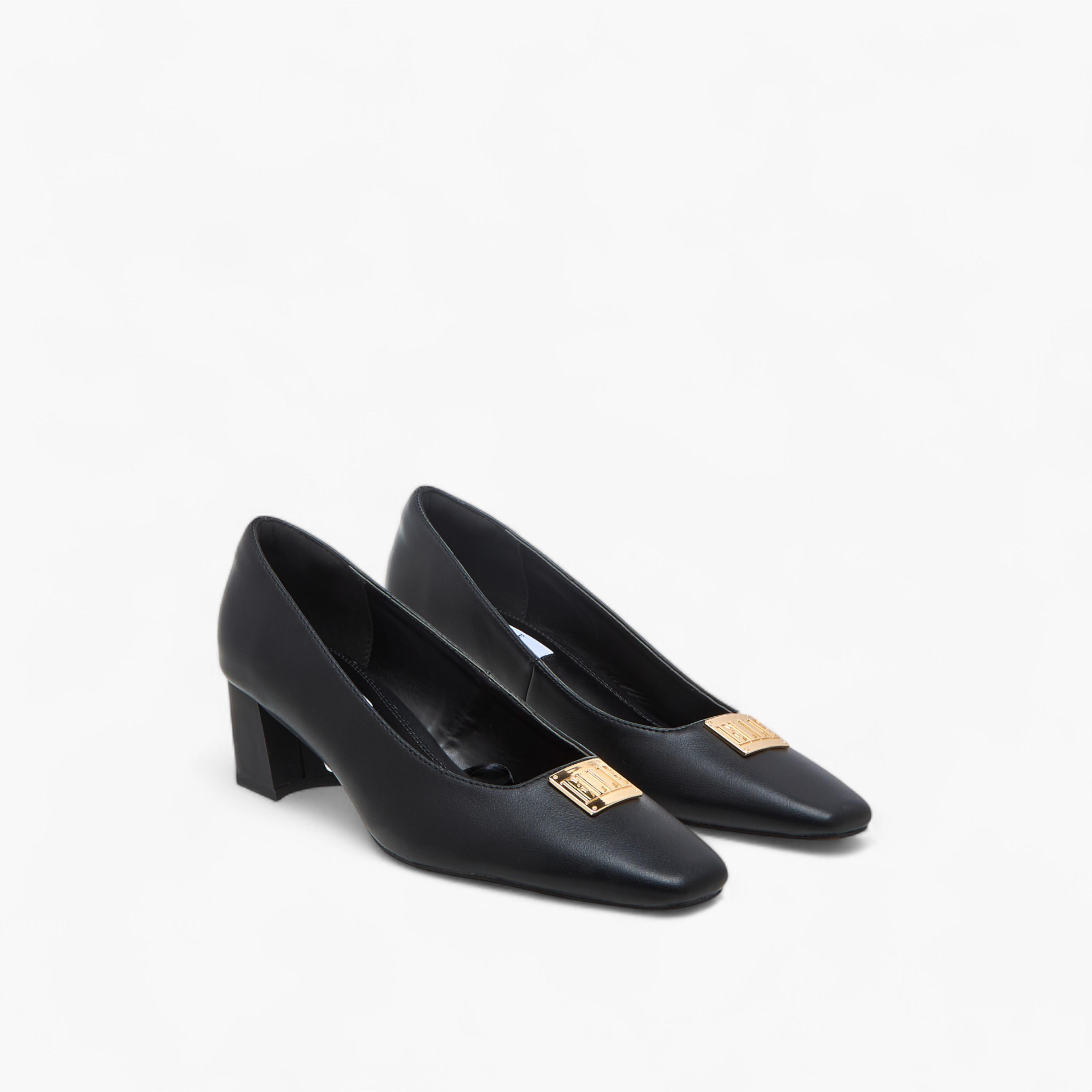 Elle Women's Logo Accent Slip-On Shoes with Block Heels - J00391-011-women-shoes-sandals-heeled-image-1