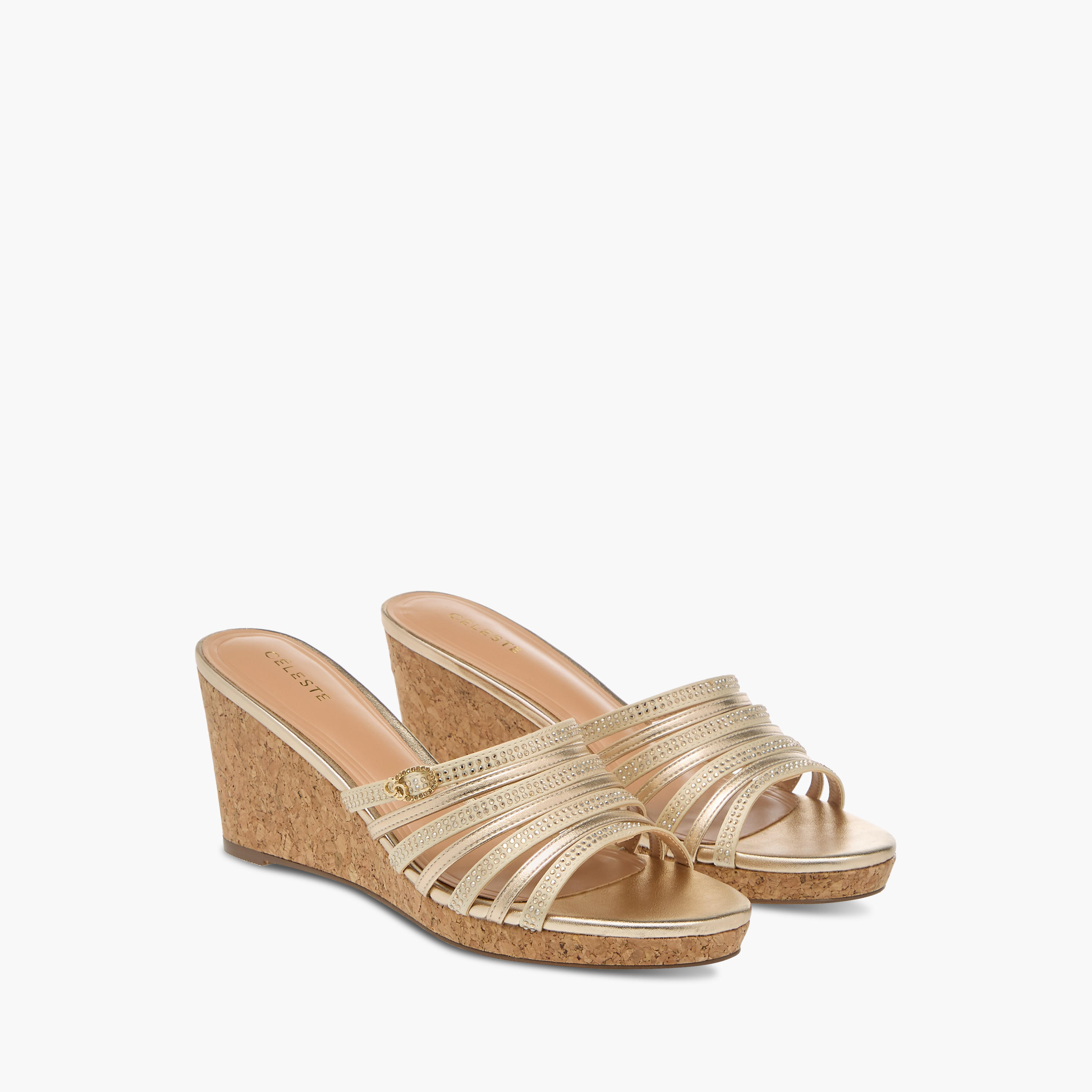 Celeste Women's Diamante Wedge Sandals with Slip On Closure-women-shoes-sandals-heeled-image-1