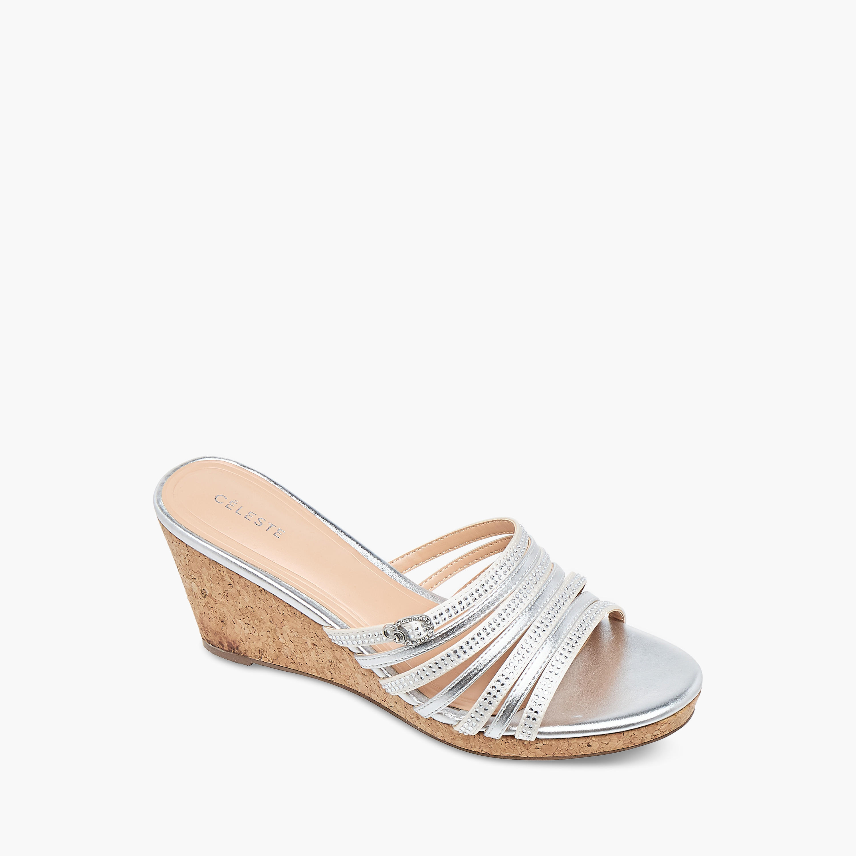 Celeste Women's Diamante Wedge Sandals with Slip On Closure-women-shoes-sandals-heeled-image-2