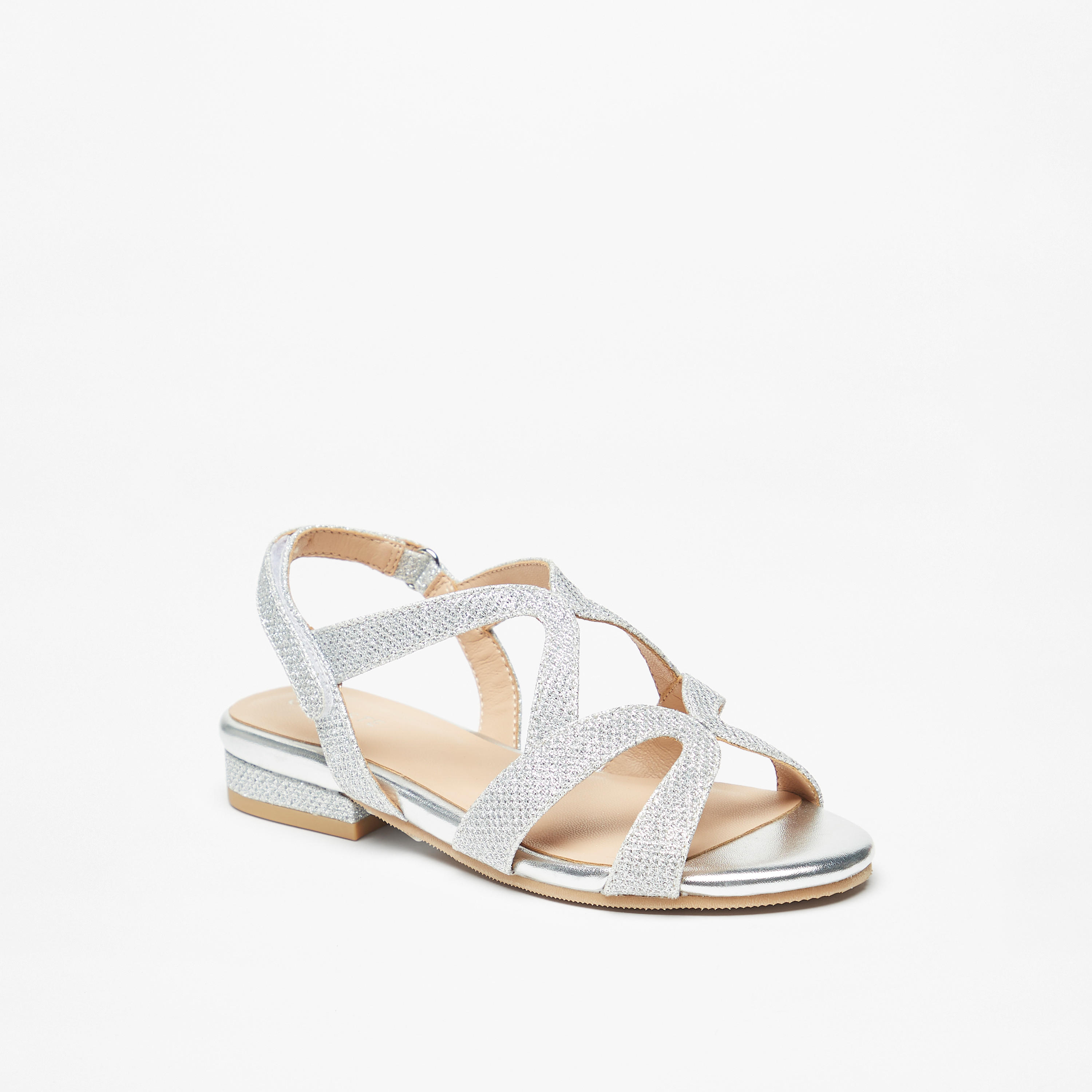 Celeste Girls' Textured Flat Sandals with Hook and Loop Closure-girls-shoes-sandals-image-1