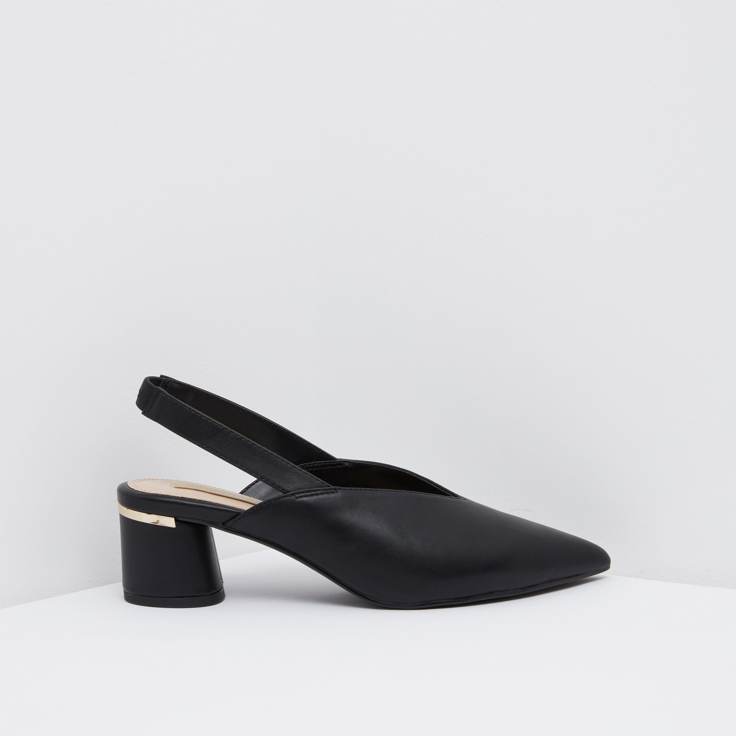 Pointed Toe Slingback Shoes with Block Heels-women-shoes-heels-image-1