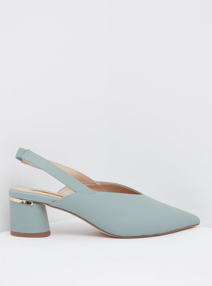 Pointed Toe Slingback Shoes with Block Heels-women-shoes-heels-image-1