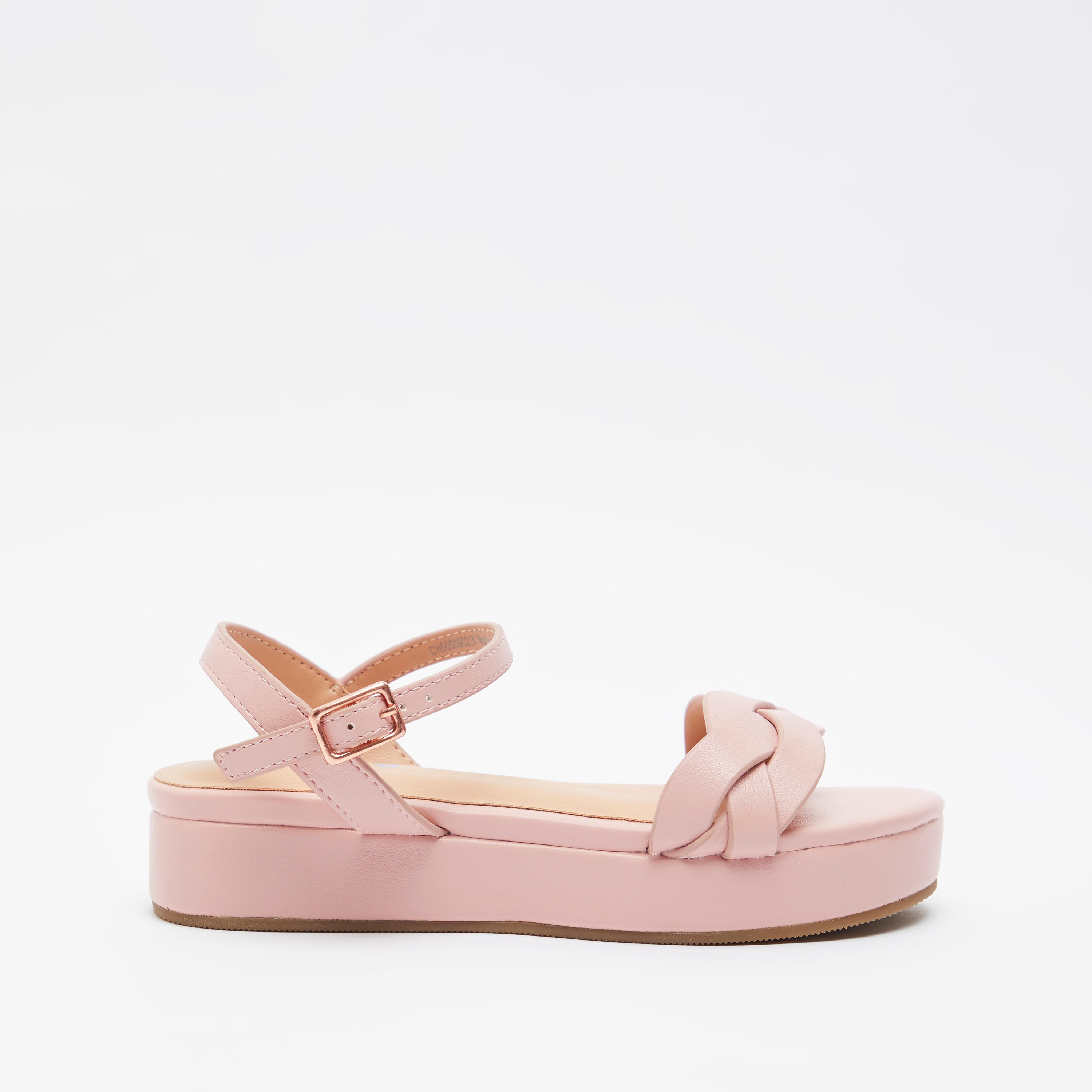 Little Missy Open Toe Sandals with Buckle Closure and Platform Heels-girls-shoes-sandals-image-1
