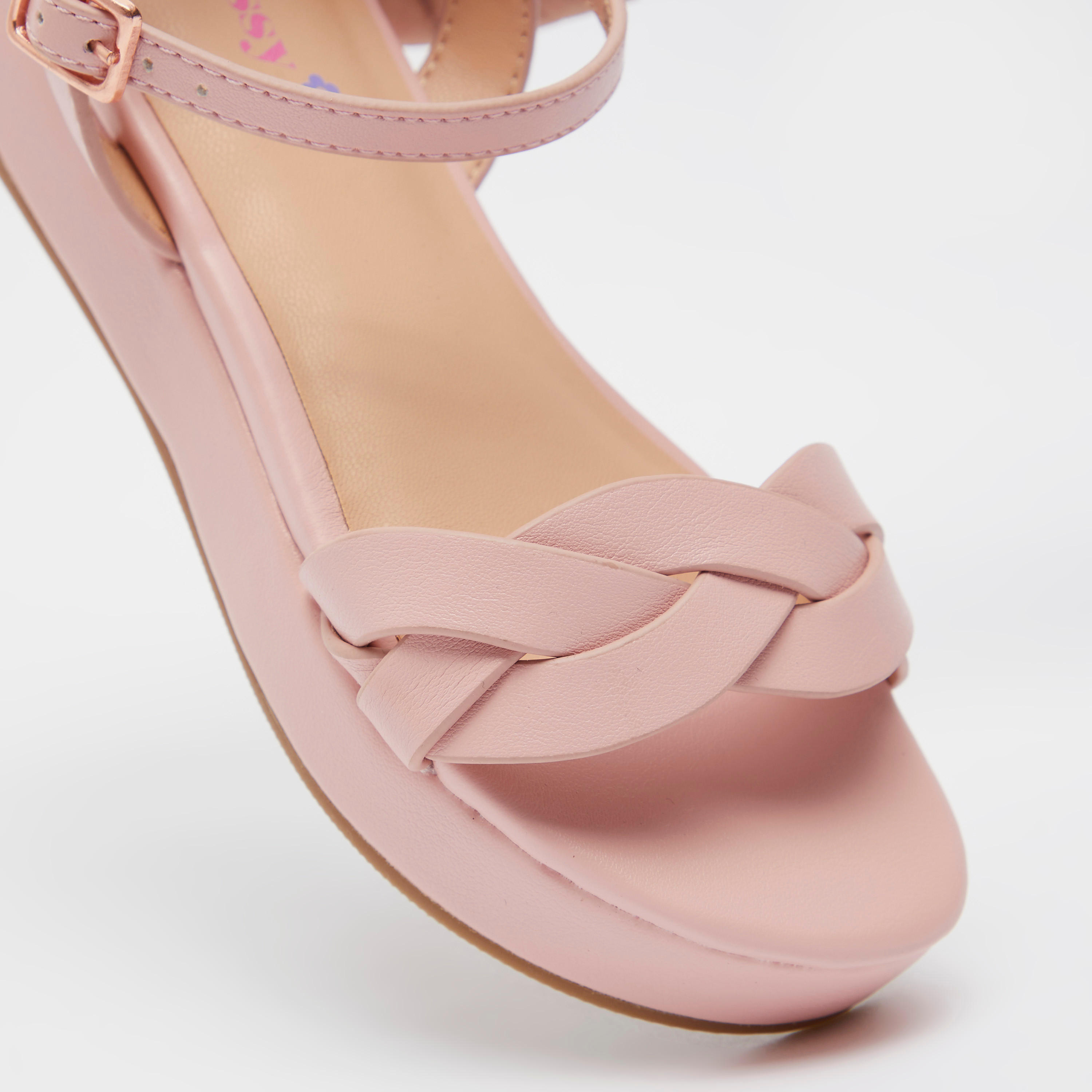 Little Missy Open Toe Sandals with Buckle Closure and Platform Heels-girls-shoes-sandals-image-4