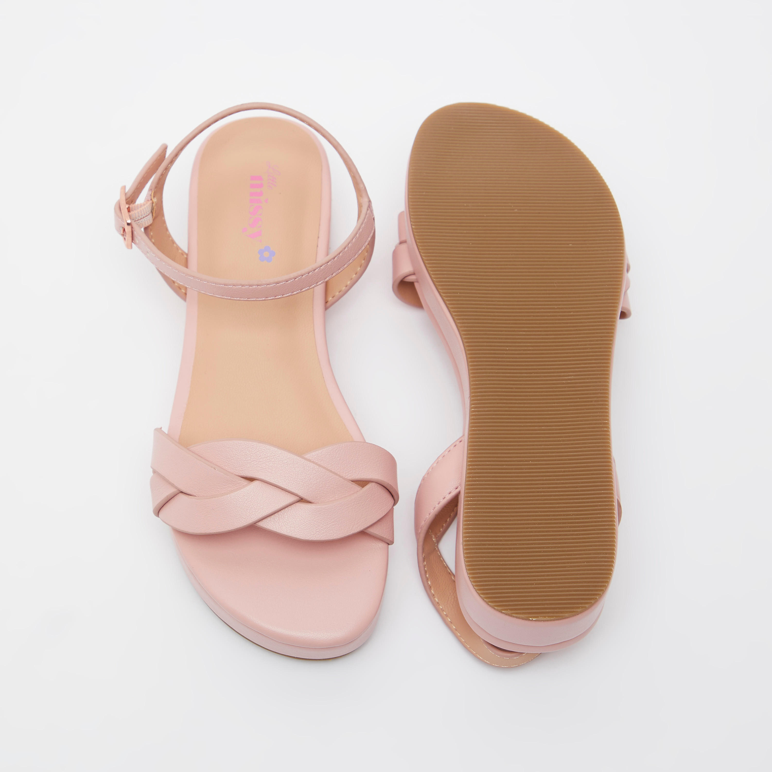 Little Missy Open Toe Sandals with Buckle Closure and Platform Heels-girls-shoes-sandals-image-5