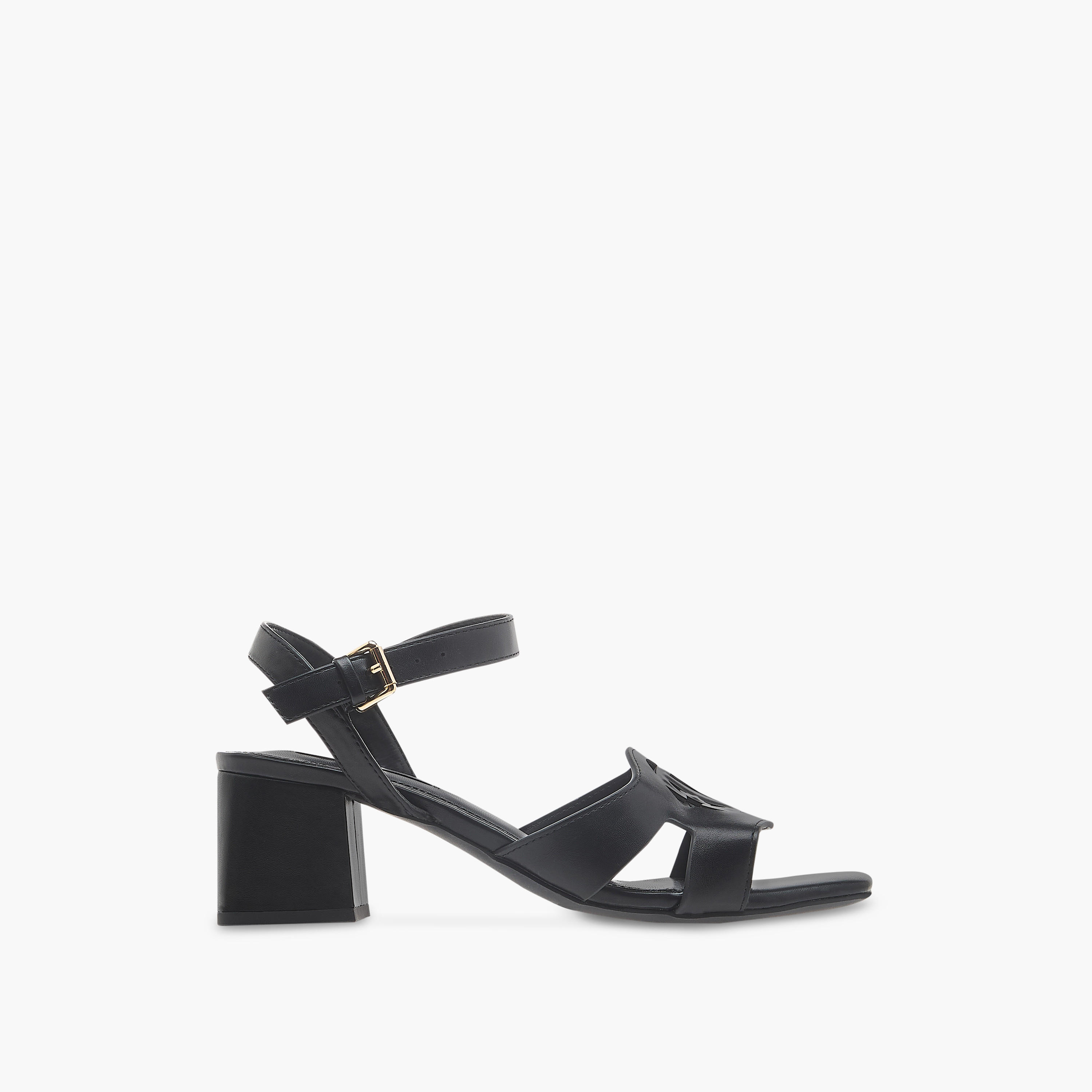 Elle Women's Logo Detail Sandals with Buckle Closure and Block Heels-women-shoes-sandals-heeled-image-3