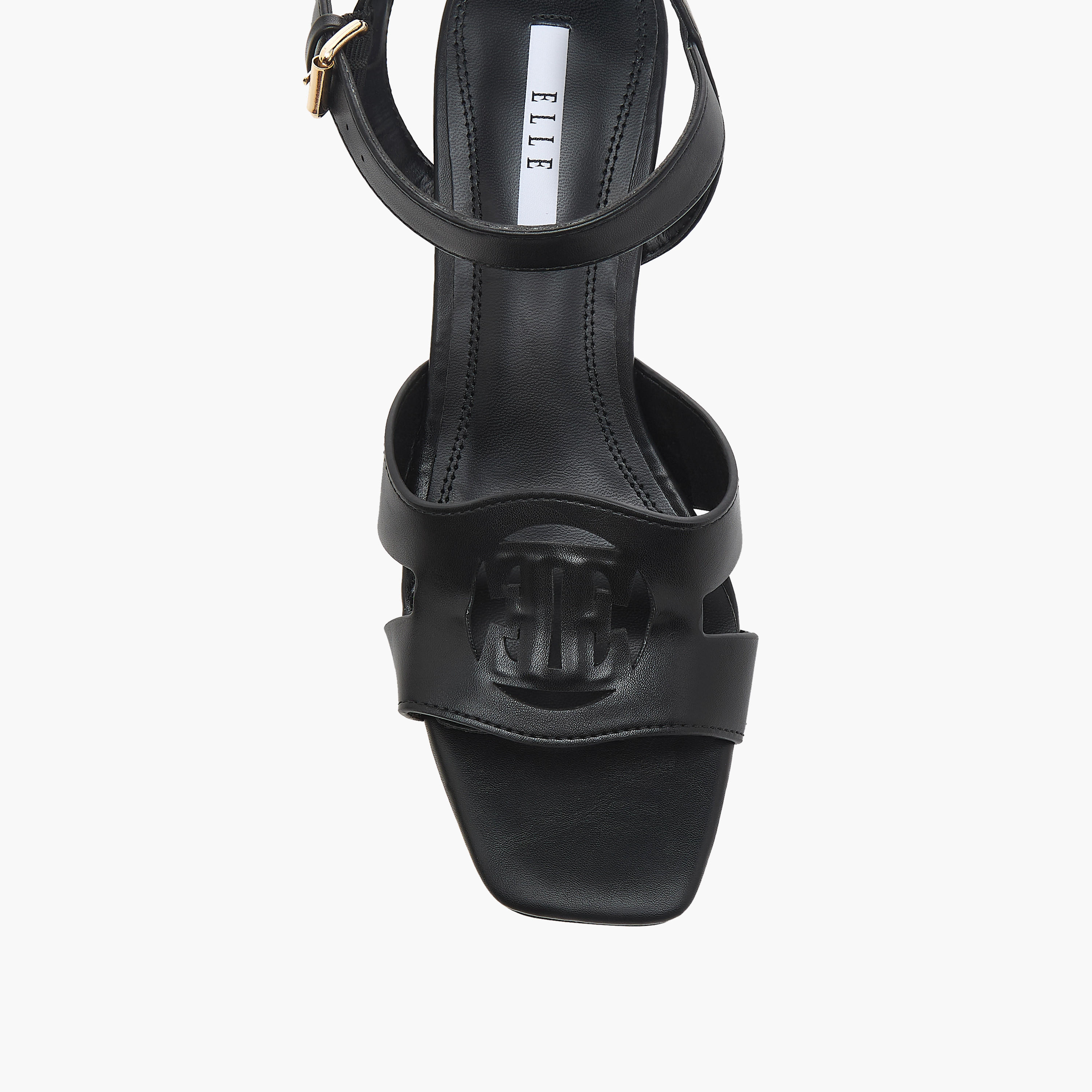 Elle Women's Logo Detail Sandals with Buckle Closure and Block Heels-women-shoes-sandals-heeled-image-4