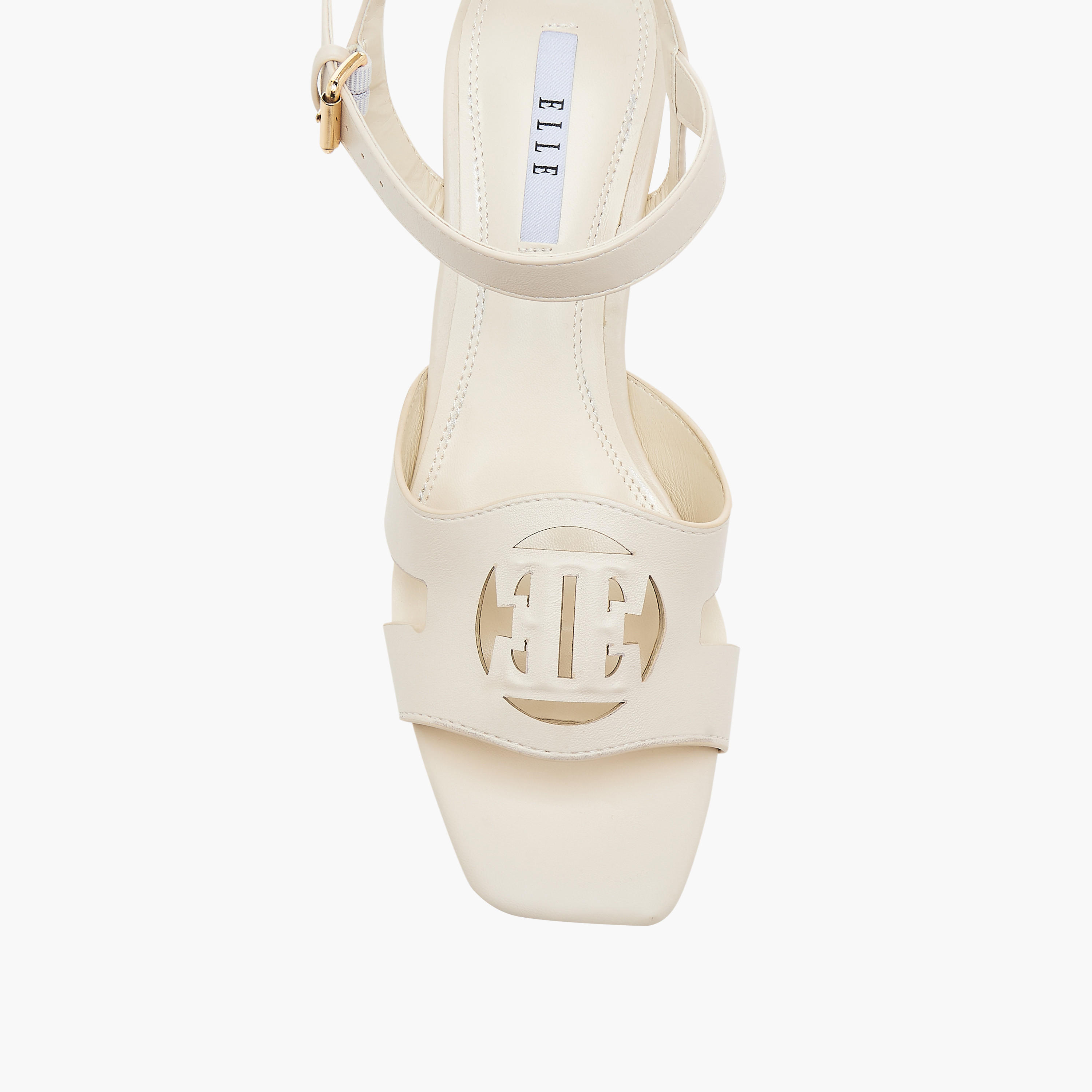 Elle Women's Logo Detail Sandals with Buckle Closure and Block Heels-women-shoes-sandals-heeled-image-4