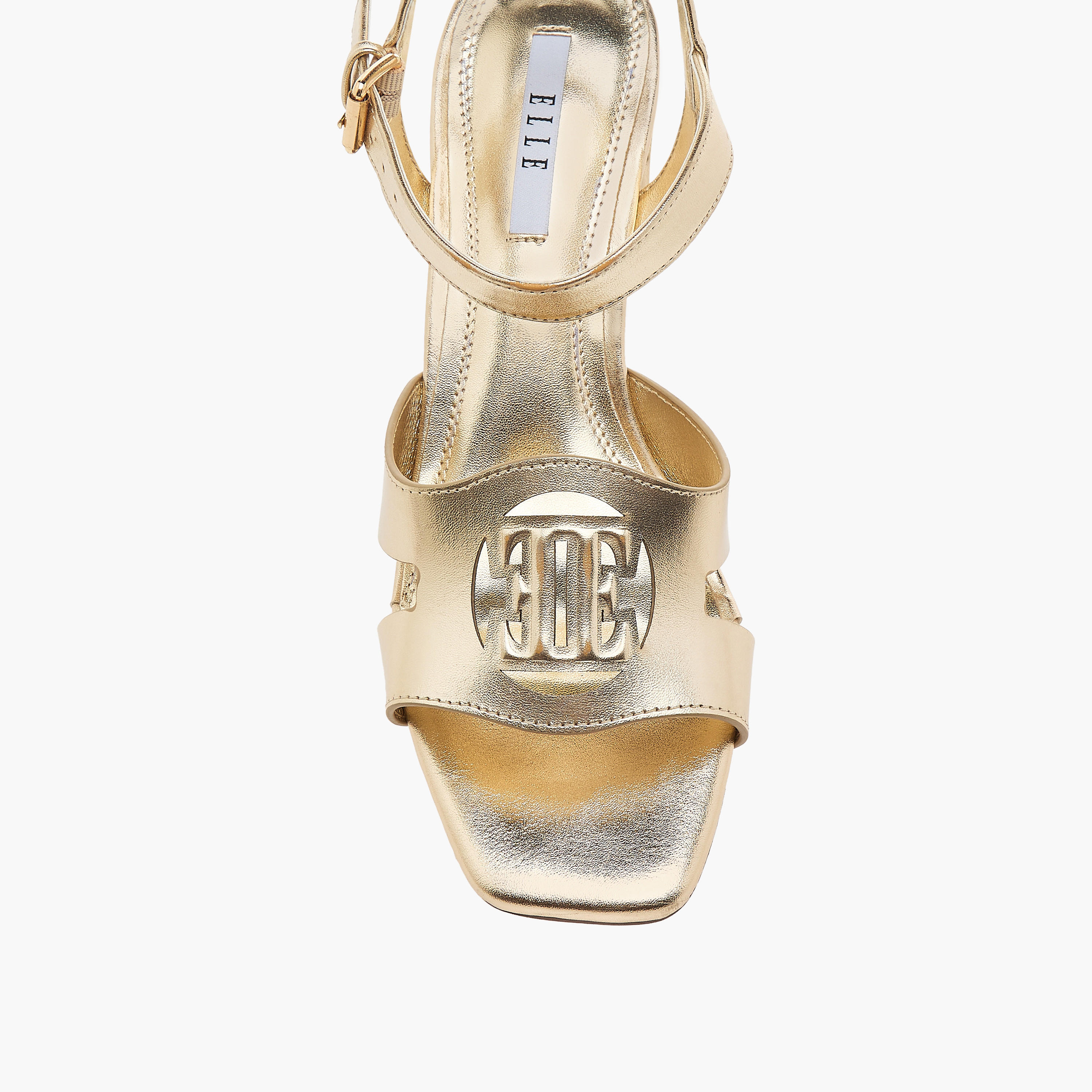 Elle Women's Logo Detail Sandals with Buckle Closure and Block Heels-women-shoes-sandals-heeled-image-4